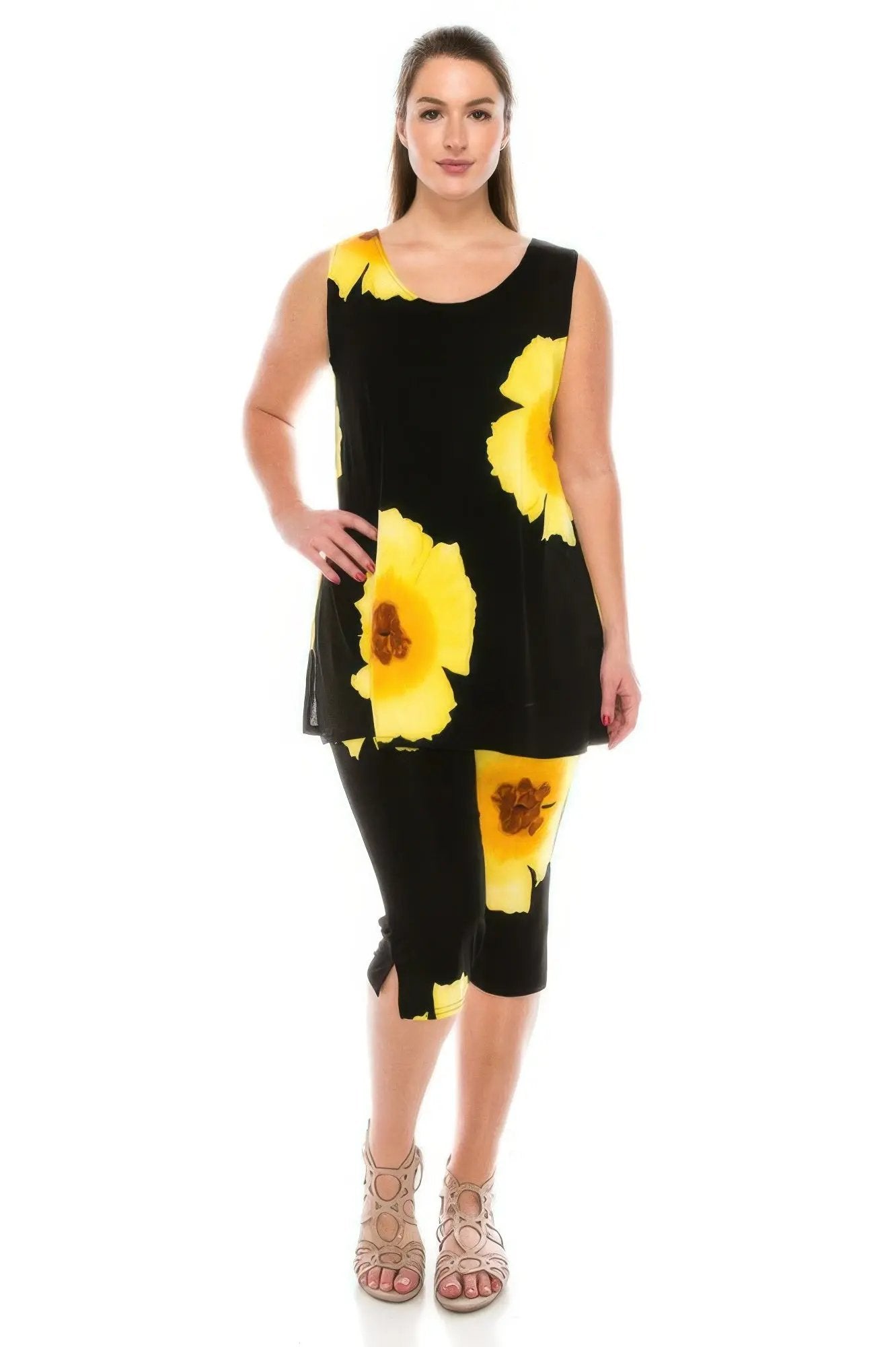 Plus Size Tank Capri Pant Set - DressAffection