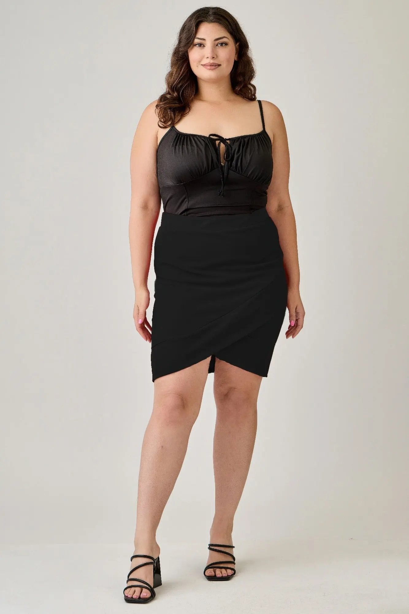 Plus Size Tulip Hem Knit Crepe Skirt - DressAffection