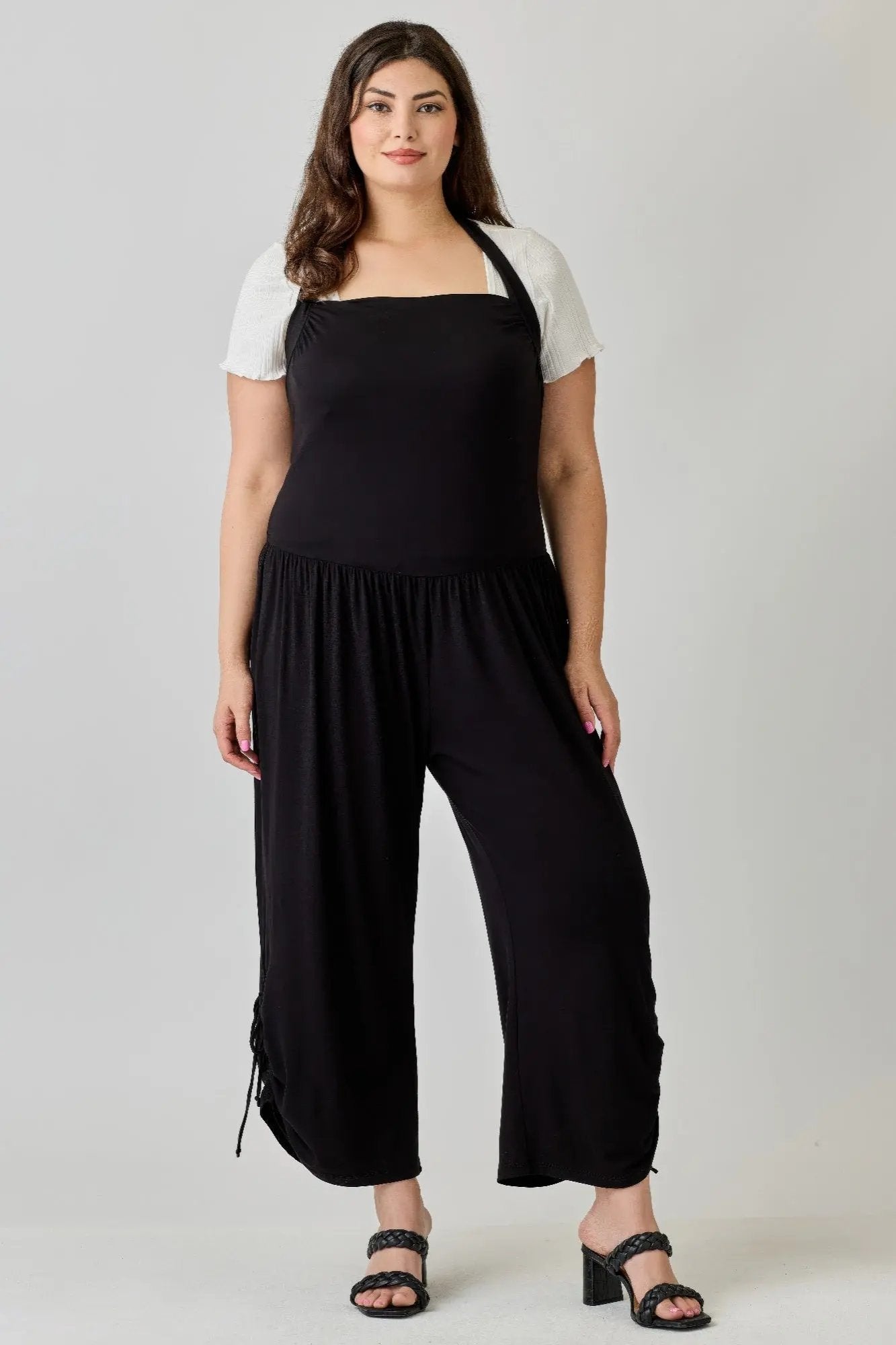 Plus Size Wide Leg Halter Style Jumpsuit - DressAffection
