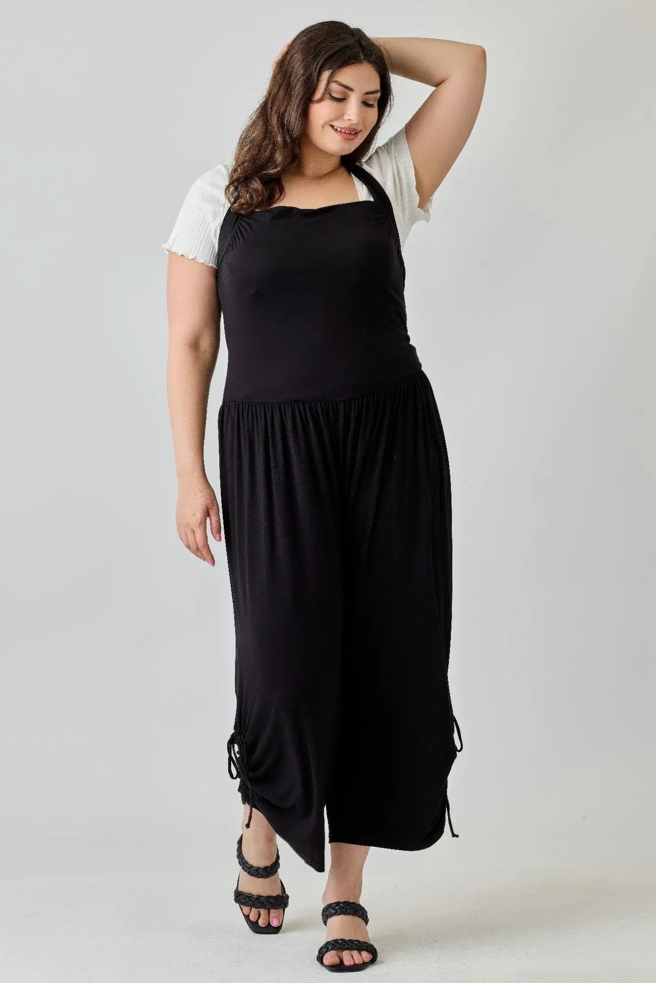 Plus Size Wide Leg Halter Style Jumpsuit - DressAffection