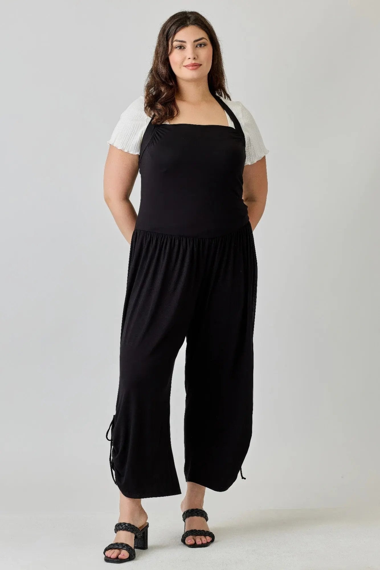 Plus Size Wide Leg Halter Style Jumpsuit - DressAffection