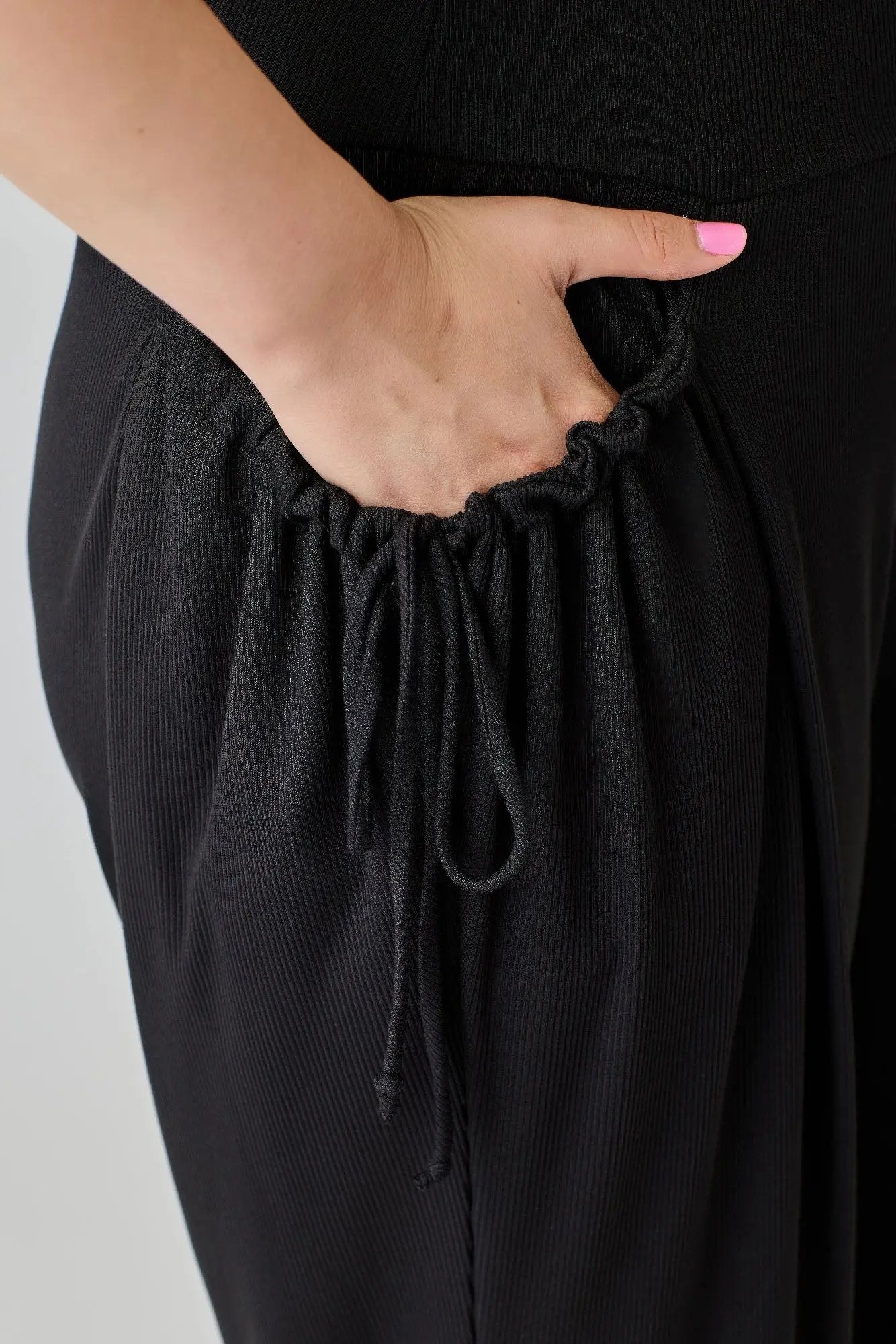 Plus Size Wide-leg Pants W Side Drawstring Detail - DressAffection