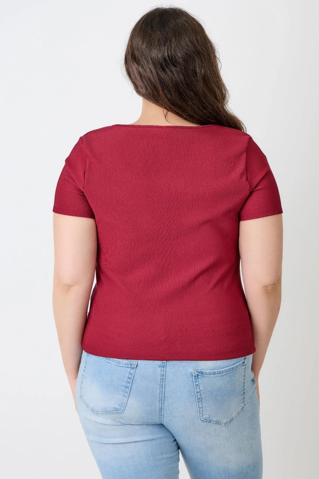 Plus Size Zip Front Fitted Stretch Top - DressAffection