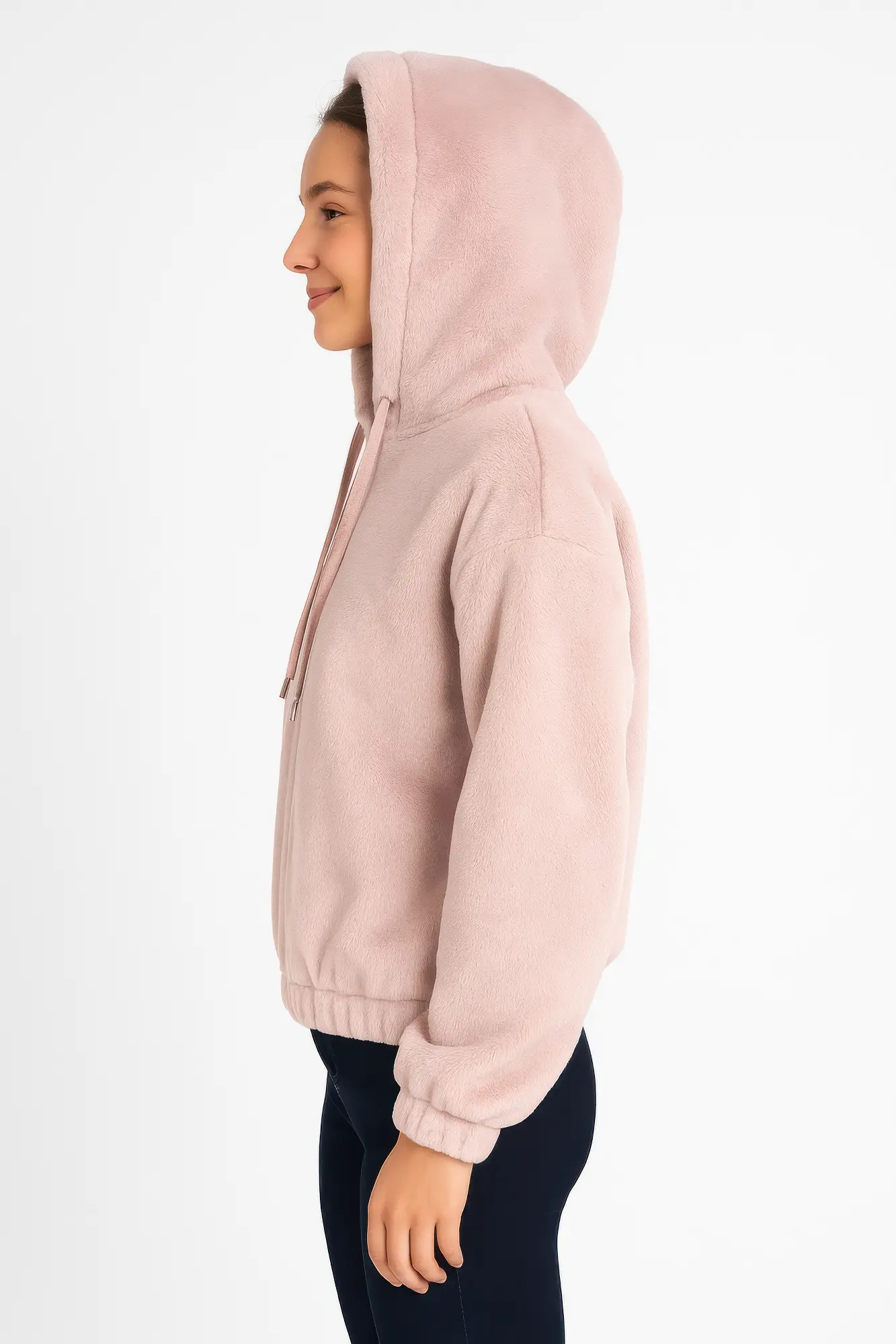 Plush Zip-Up Hooded Jacket - DressAffection