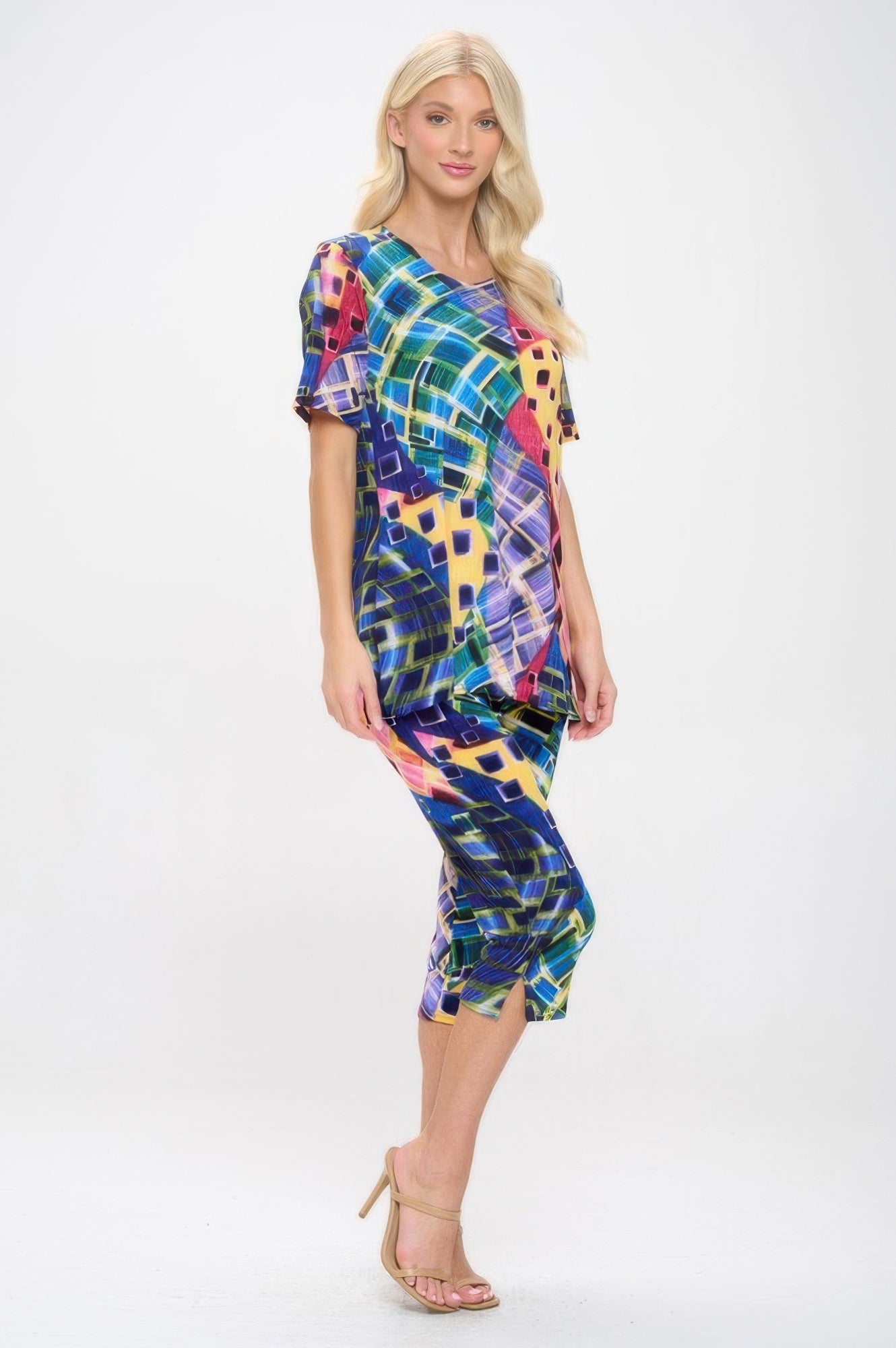 Print Bns Capri Pants Set - DressAffection