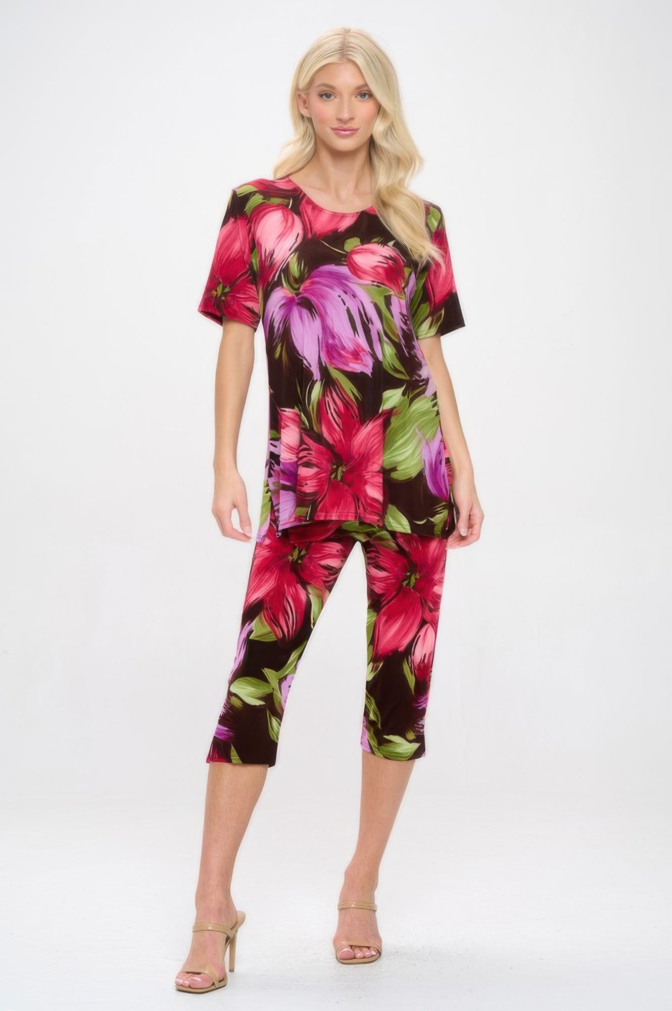 Print Bns Capri Pants Set - DressAffection