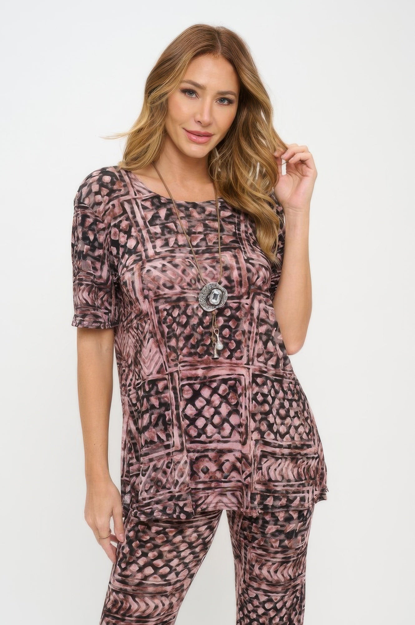 Print Bns Capri Pants Set - DressAffection