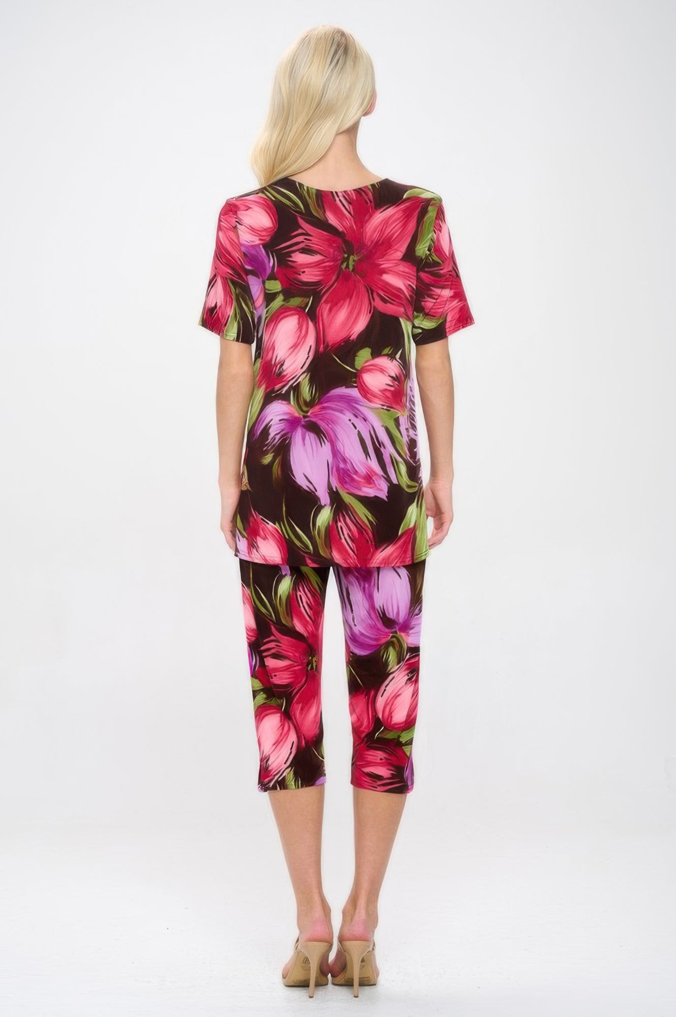 Print Bns Capri Pants Set - DressAffection