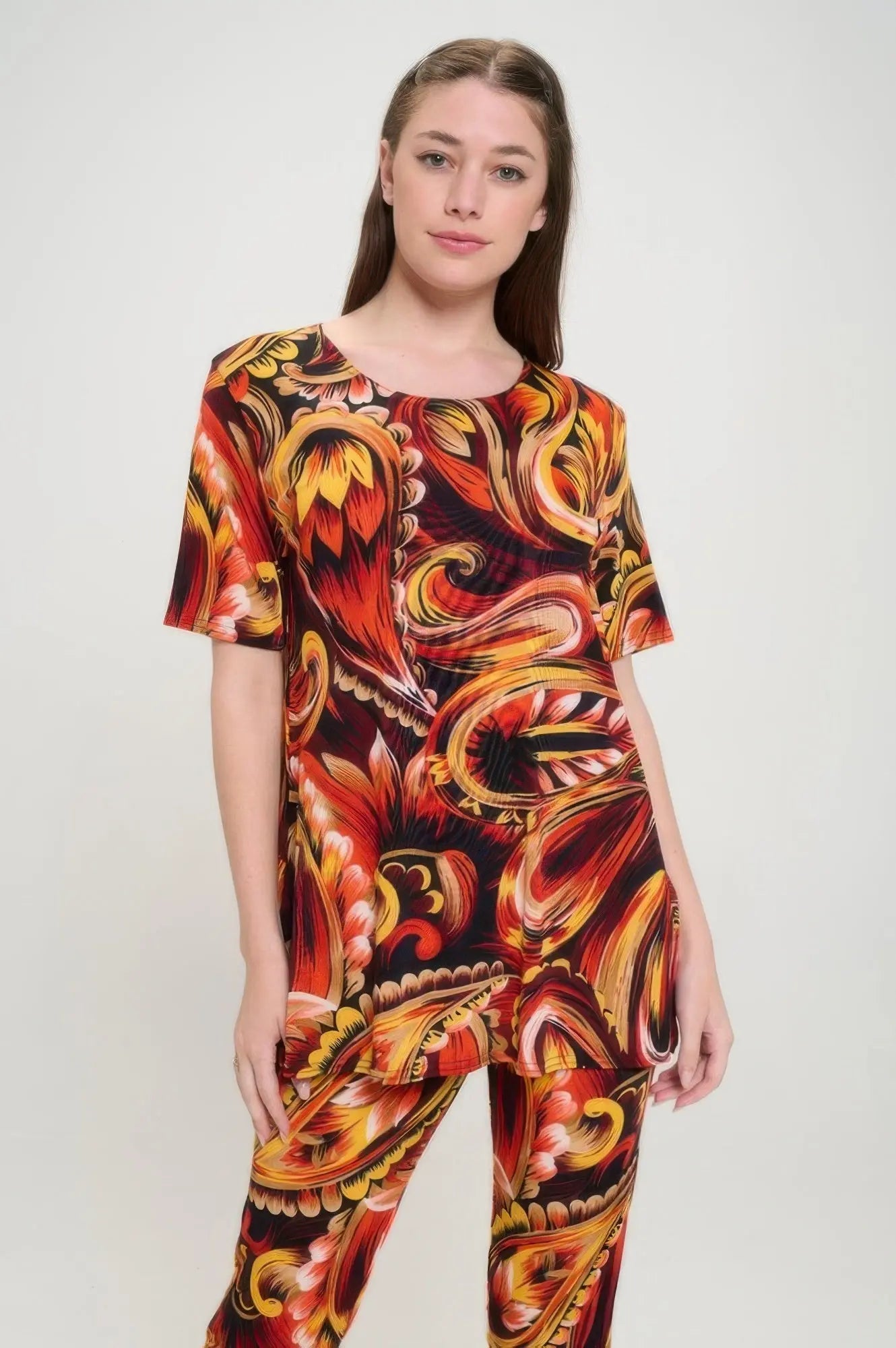 Print Bns Capri Pants Set - DressAffection