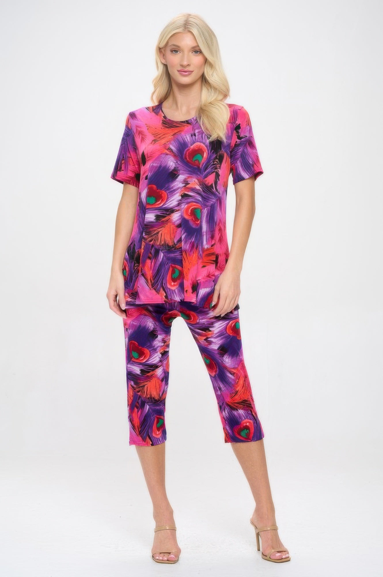 Print Bns Capri Pants Set - DressAffection