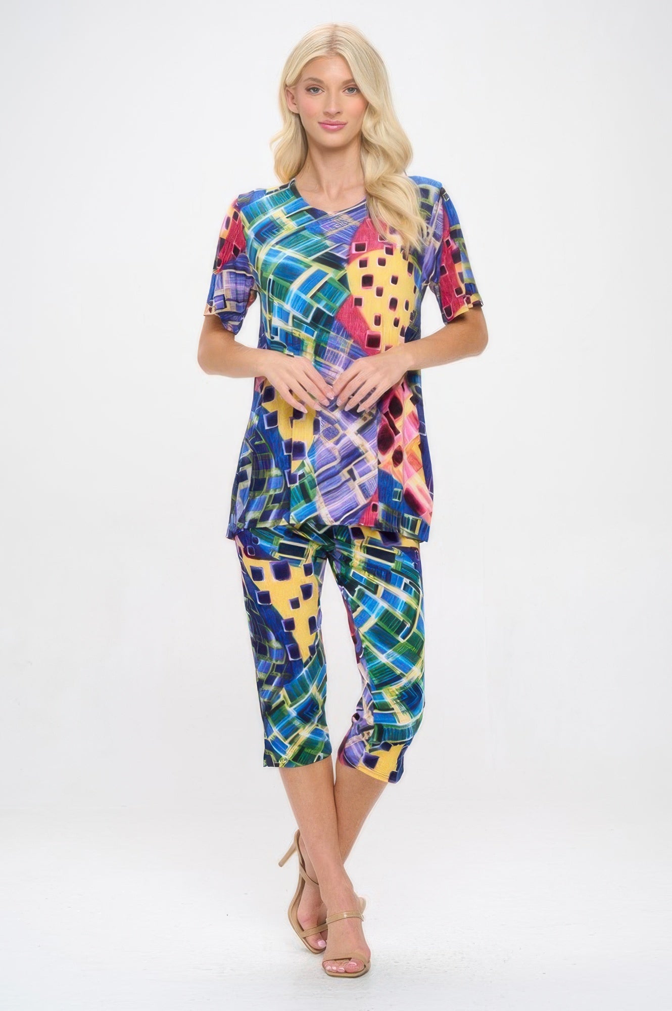 Print Bns Capri Pants Set - DressAffection