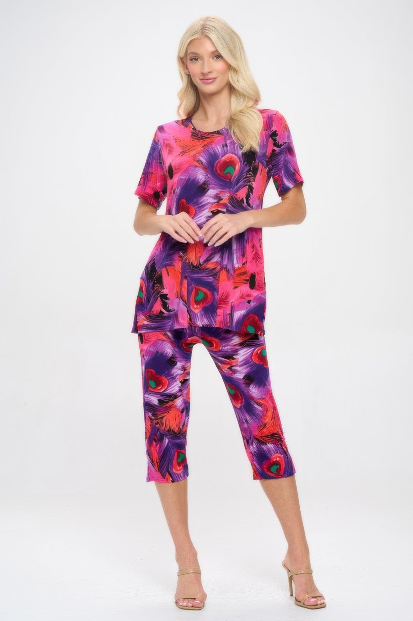 Print Bns Capri Pants Set - DressAffection