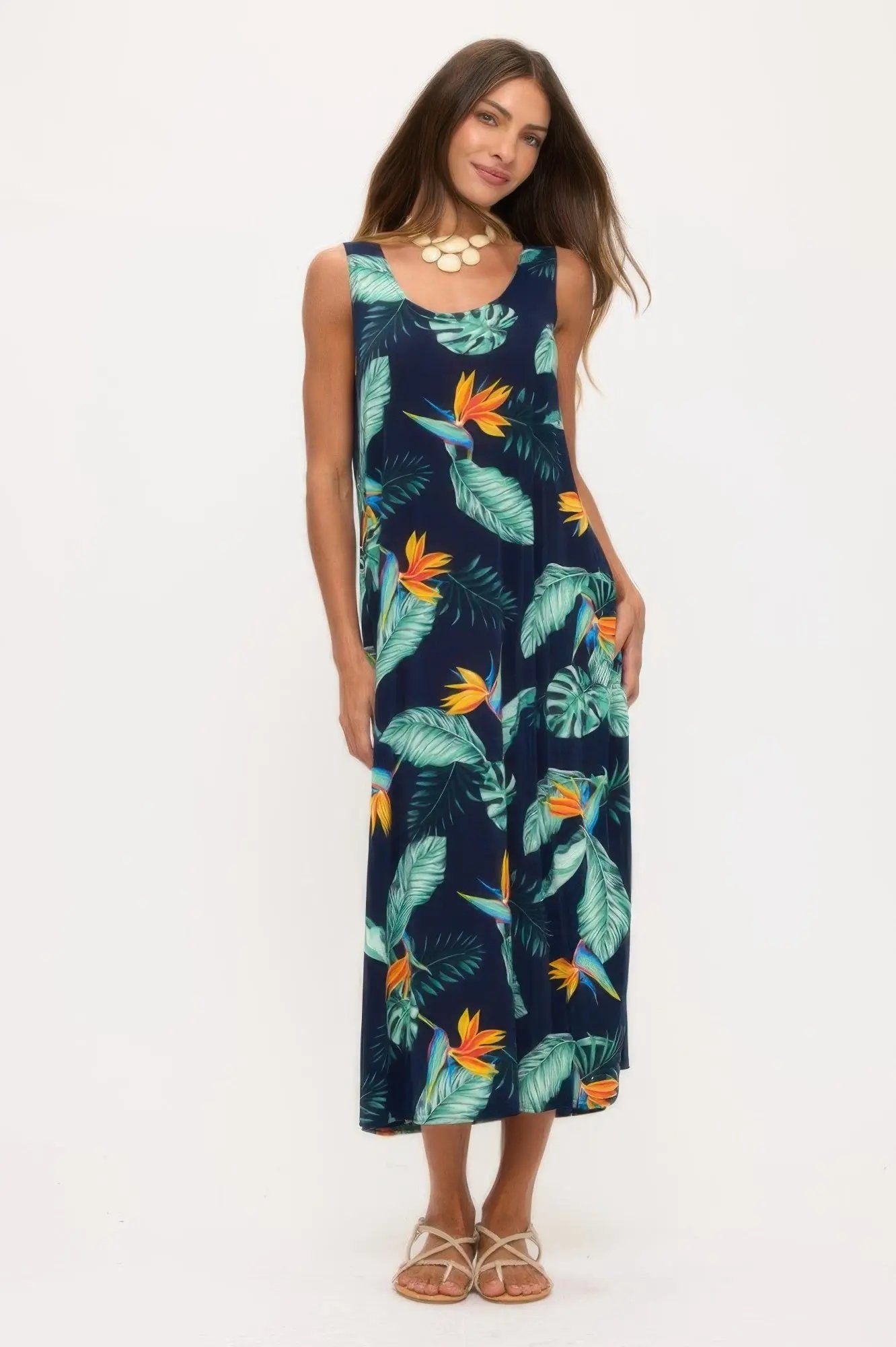 Print Bns Tank Long Dress - DressAffection