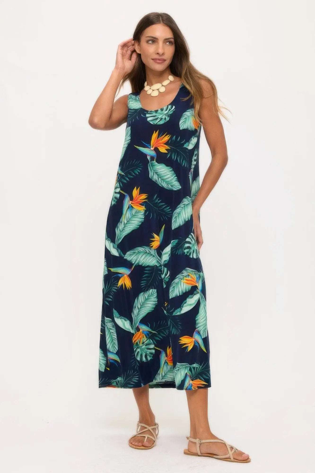 Print Bns Tank Long Dress - DressAffection