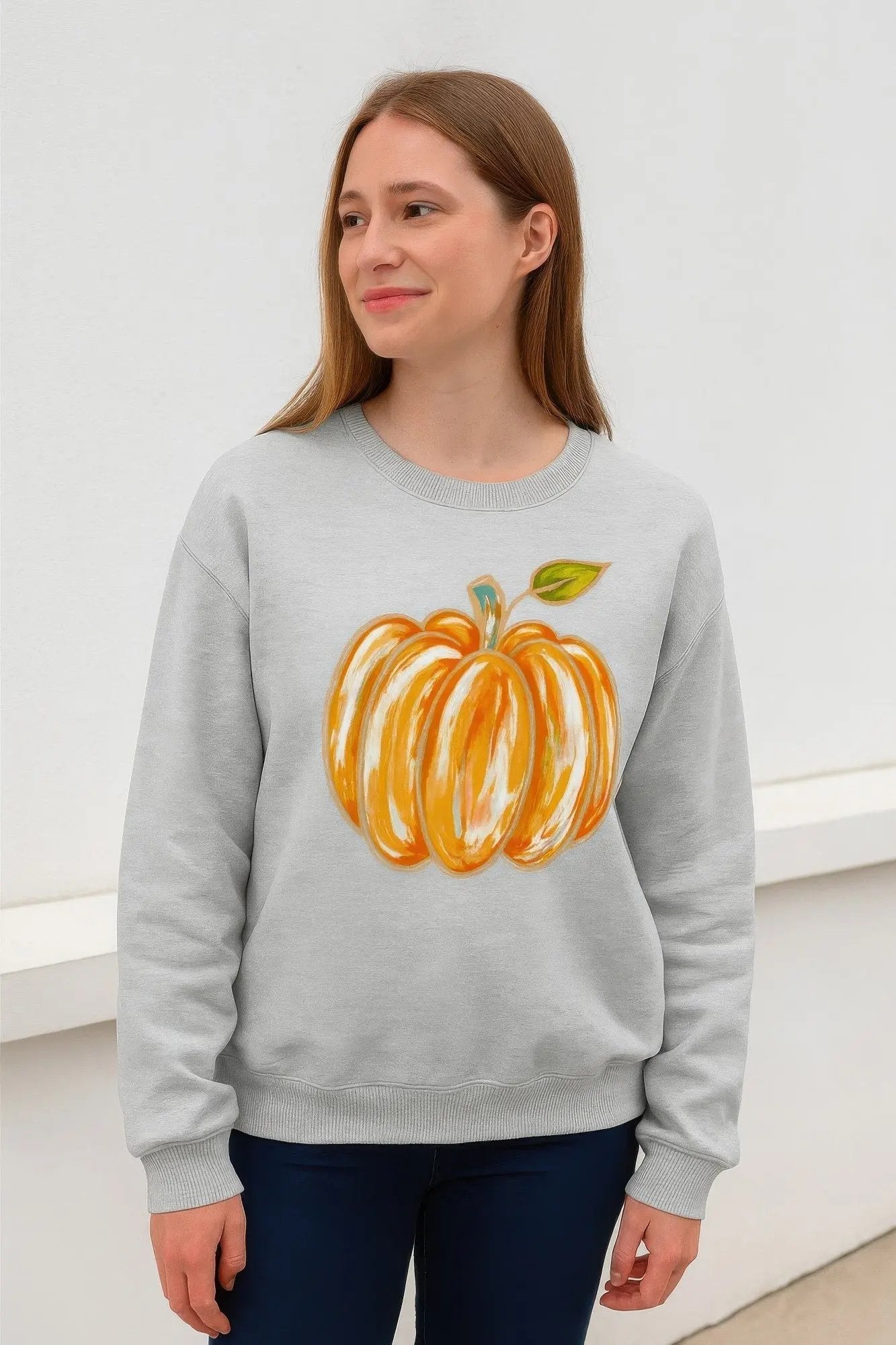 Pumpkin Print Sweater - DressAffection