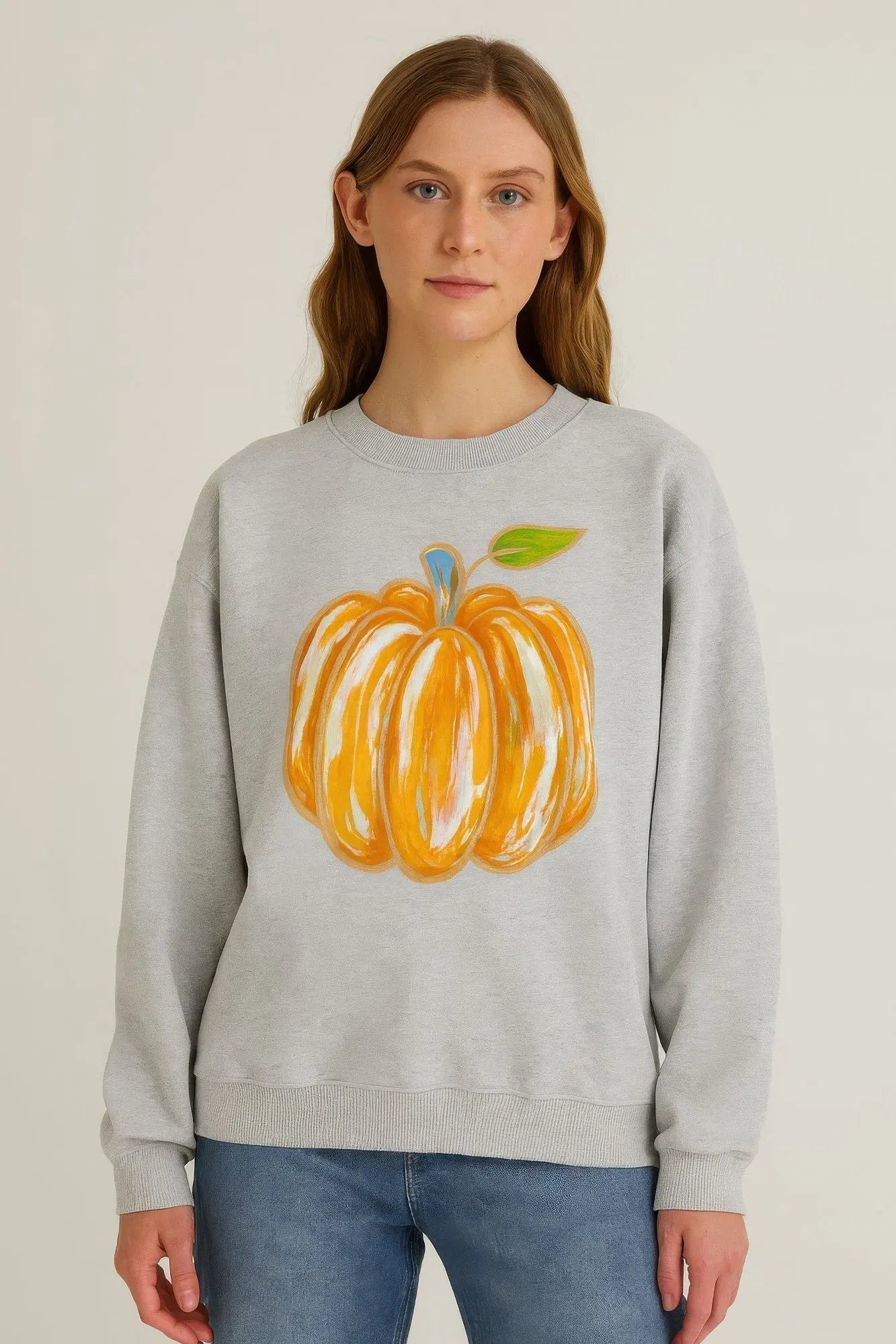Pumpkin Print Sweater - DressAffection