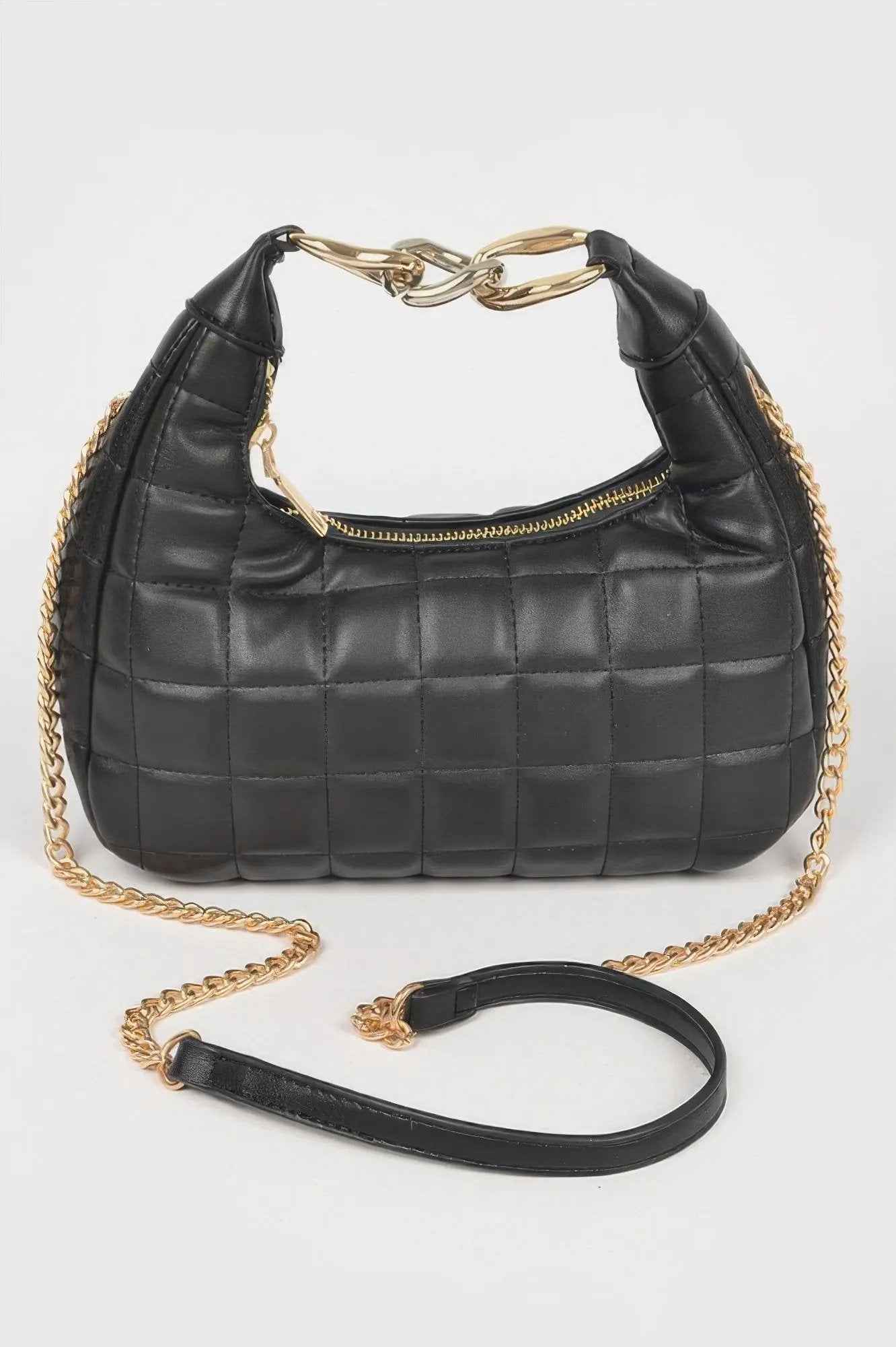 Quilted Faux Leather Hobo Bag