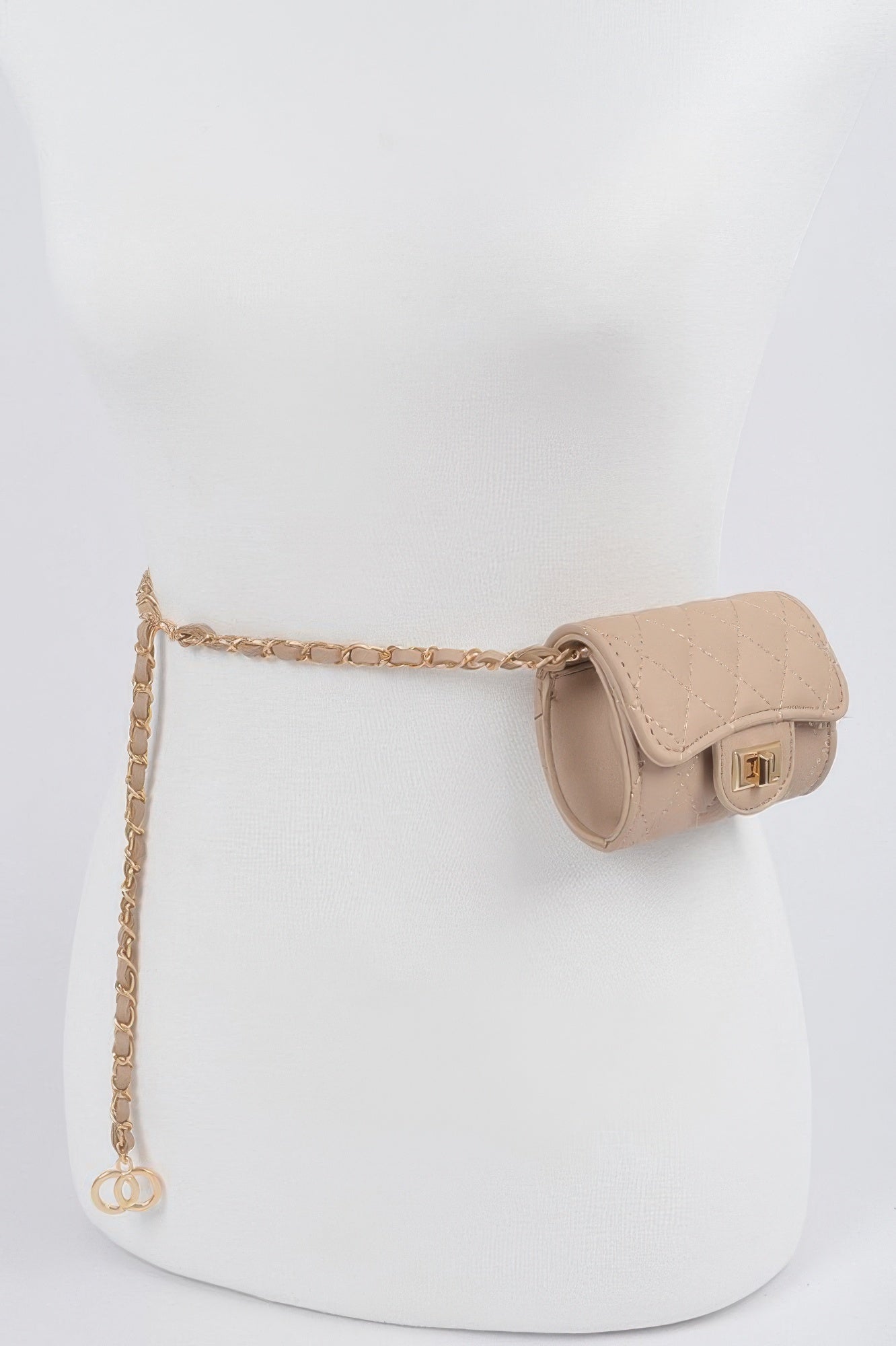 Quilted Mini Bag W/ Chain Belt - DressAffection
