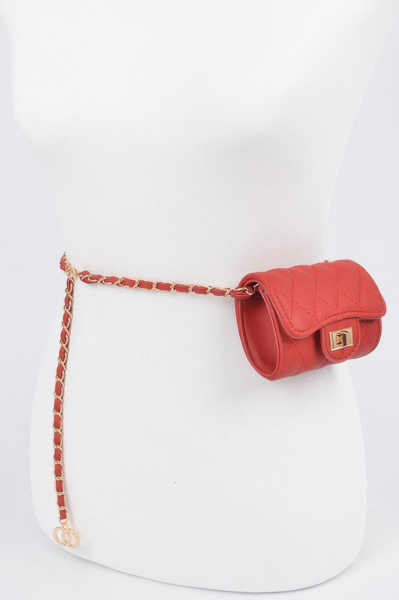 Quilted Mini Bag W/ Chain Belt - DressAffection