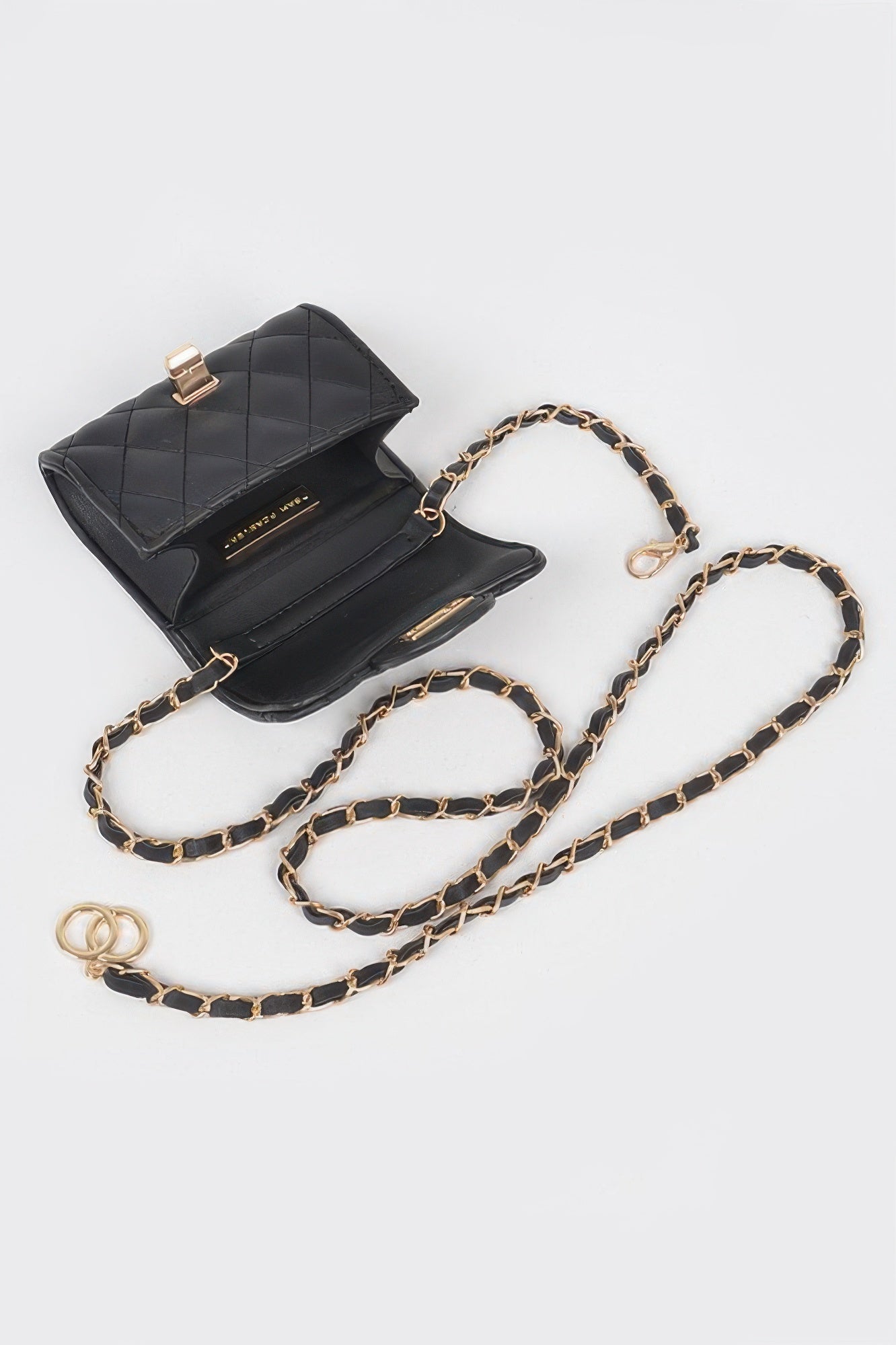 Quilted Mini Bag W/ Chain Belt - DressAffection