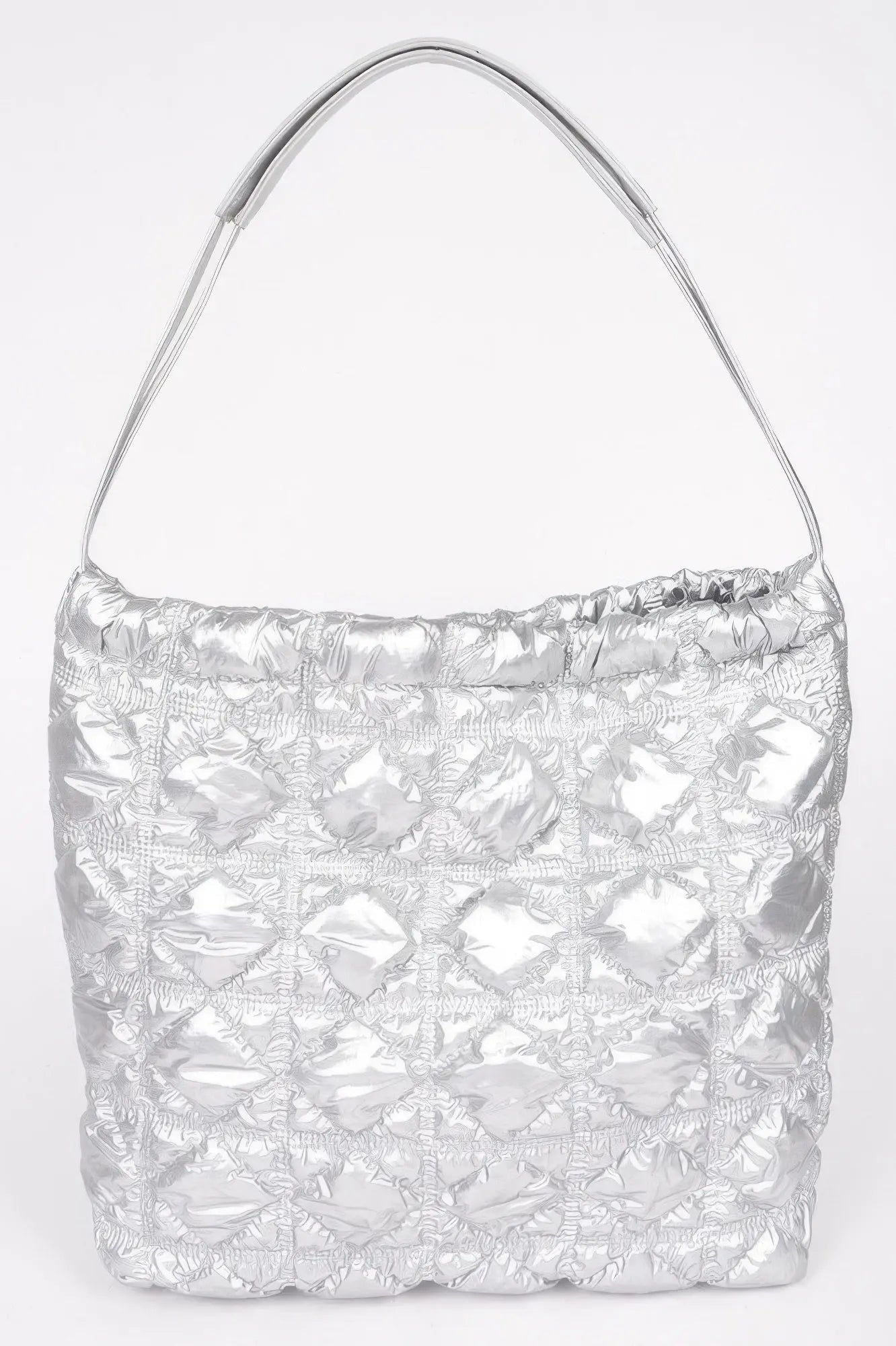 Quilted Padding Metallic Nylon Shoulder Bag - DressAffection