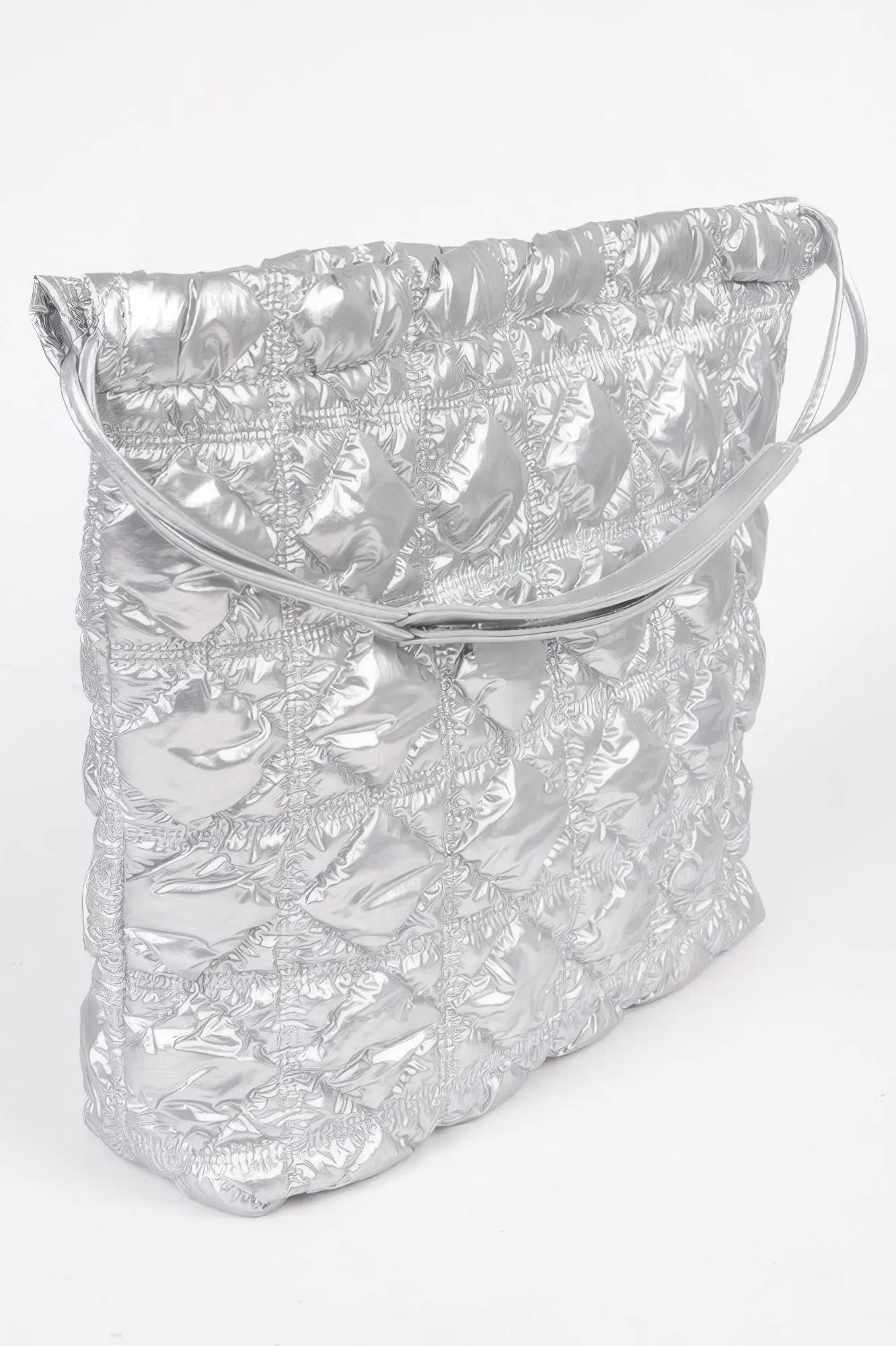 Quilted Padding Metallic Nylon Shoulder Bag - DressAffection
