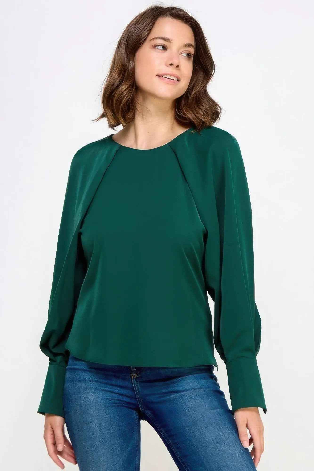 Raglan Long Sleeve Top With Back Neck Tie
