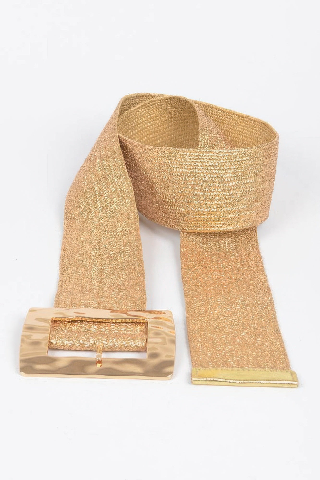 Rectangle Metal Buckle Stretch Plussize Straw Belt - DressAffection