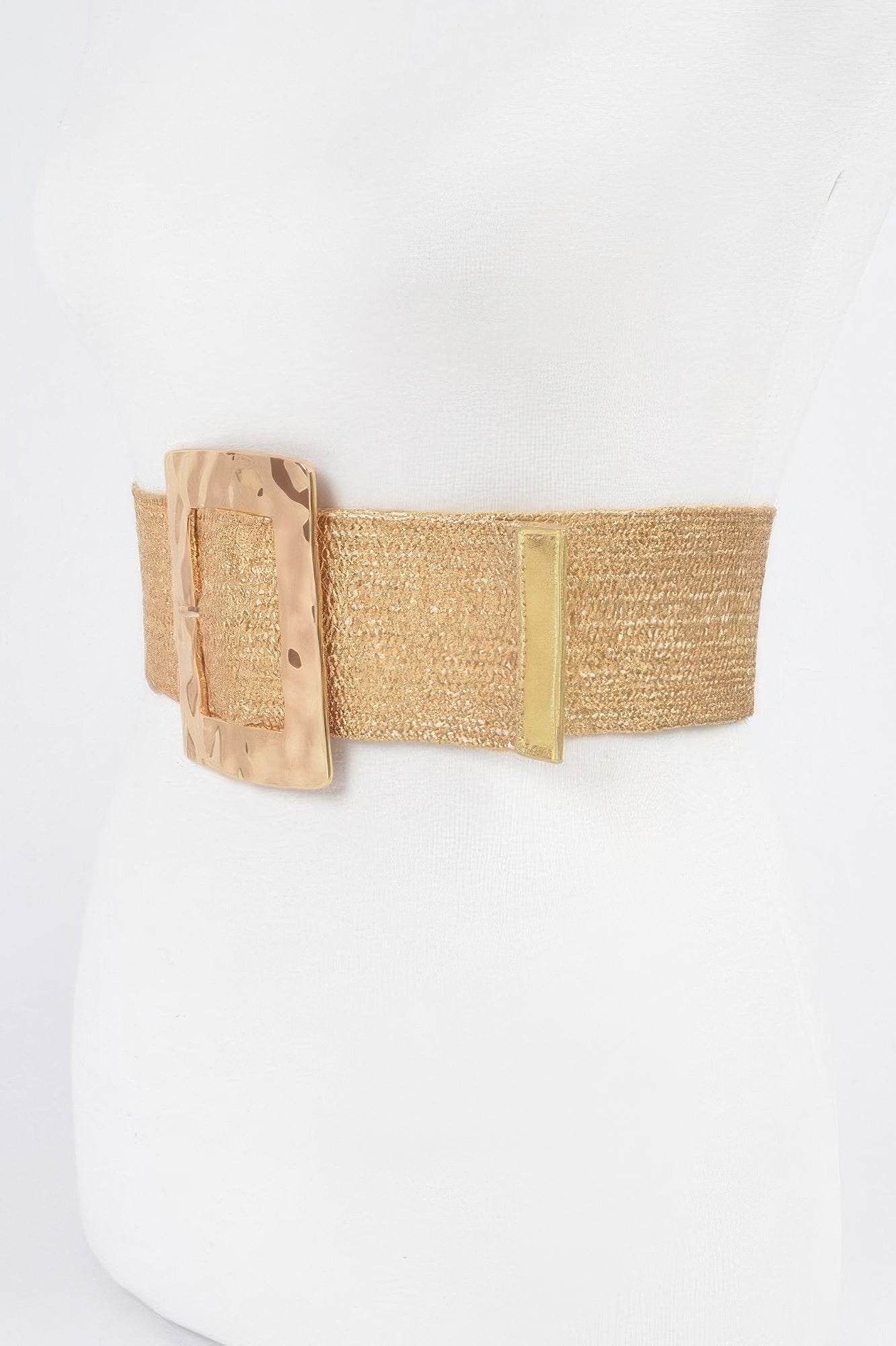Rectangle Metal Buckle Stretch Plussize Straw Belt - DressAffection