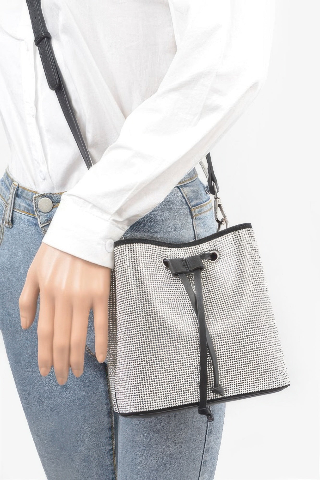 Rhinestone Bucket Bag - DressAffection