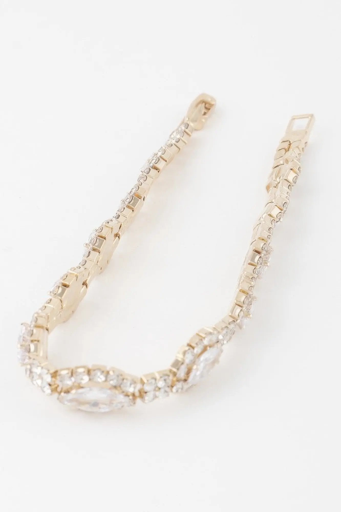 Rhinestone Curb Chain Cuff Bracelet - DressAffection