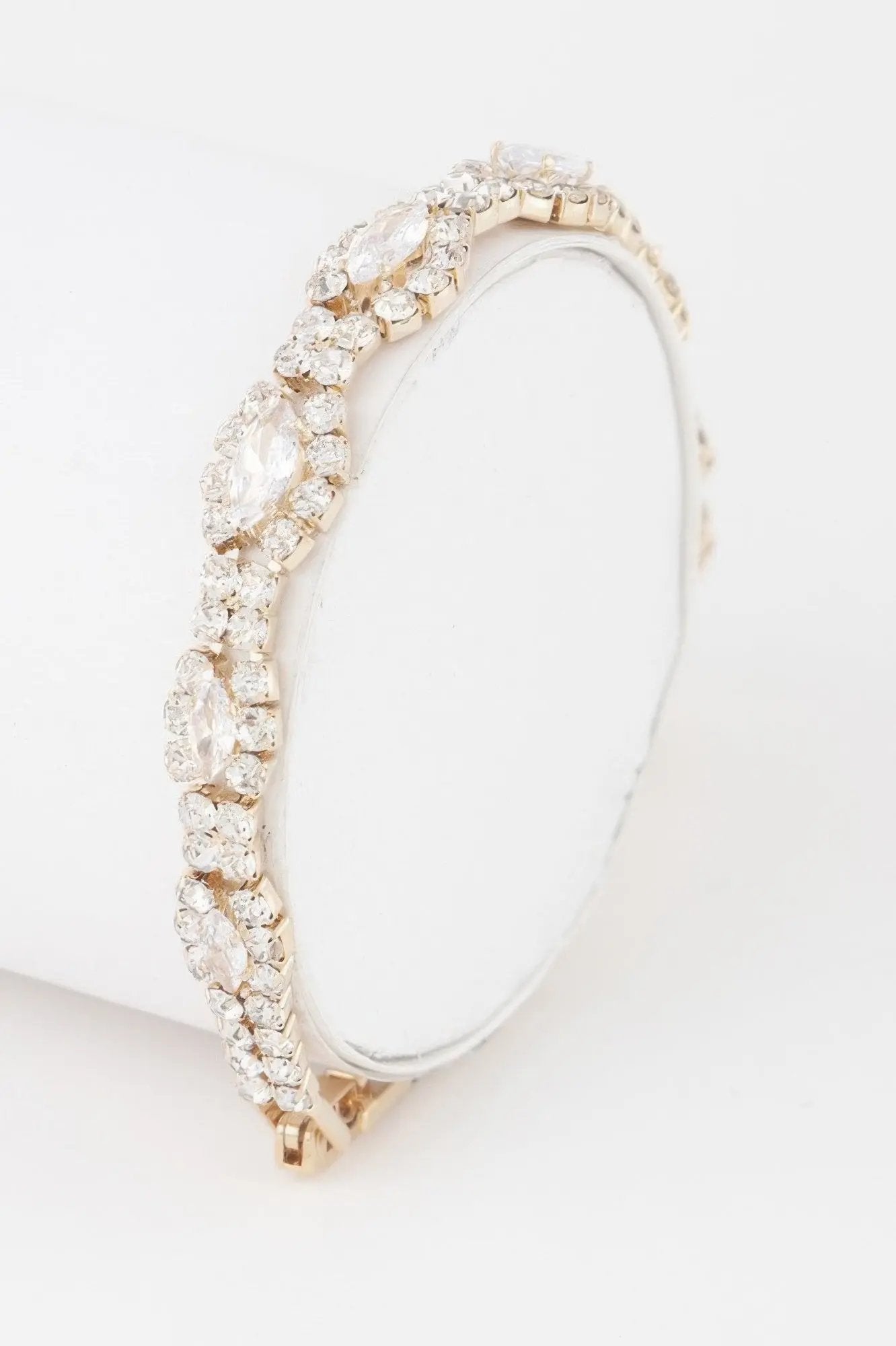 Rhinestone Curb Chain Cuff Bracelet - DressAffection