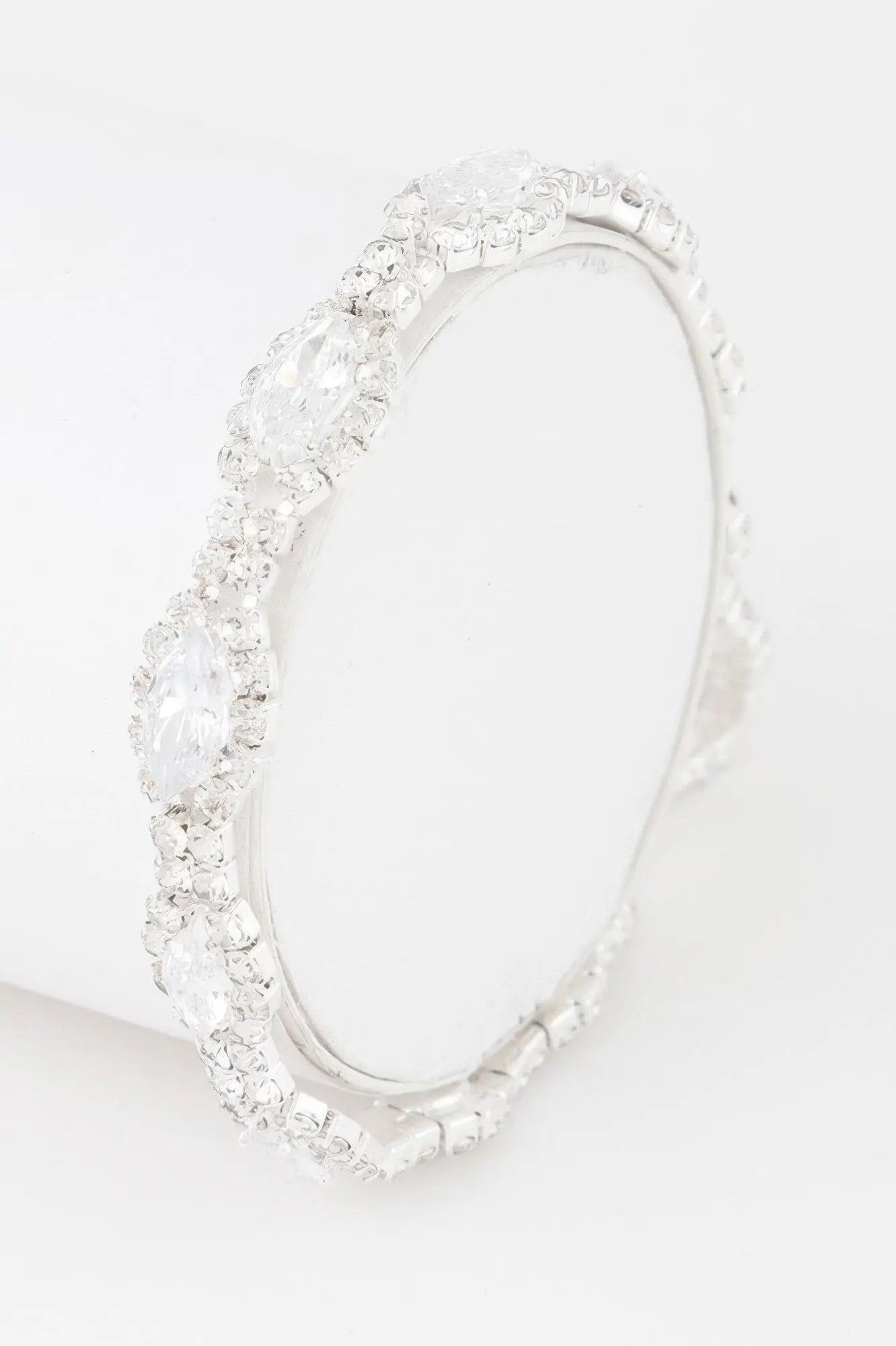 Rhinestone Curb Chain Cuff Bracelet - DressAffection