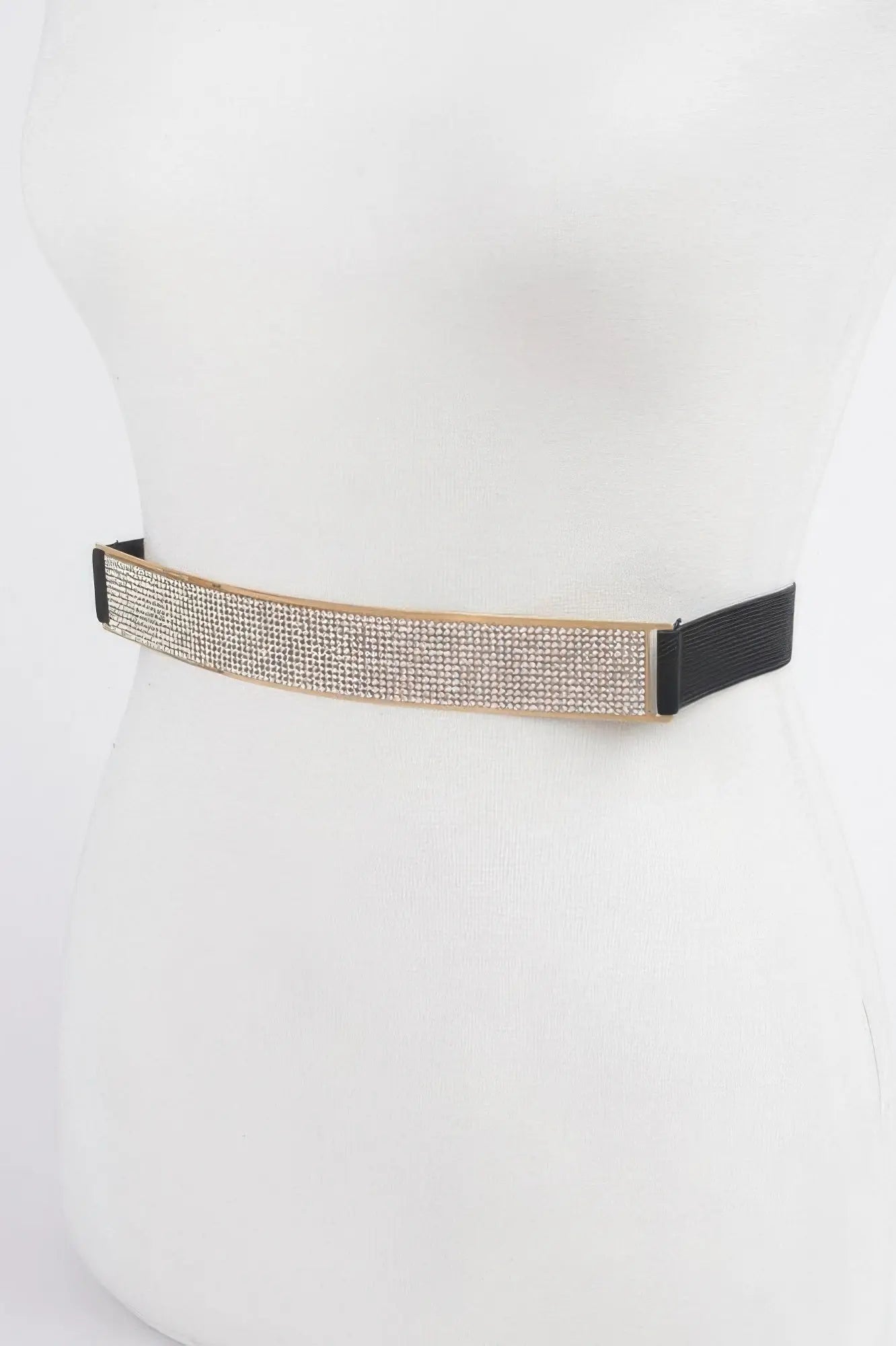 Rhinestone Metal Plate Elastic Belt - DressAffection