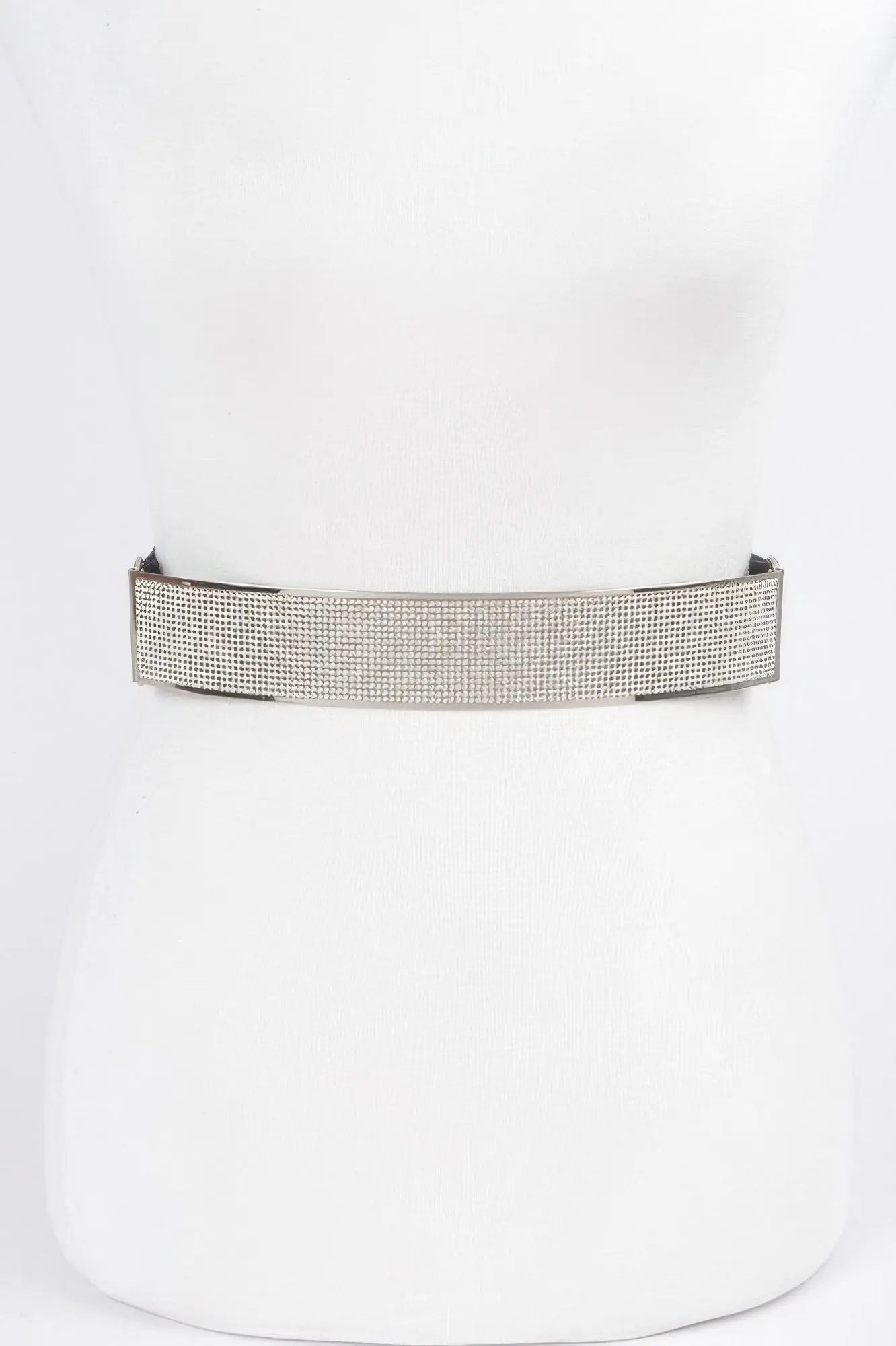 Rhinestone Metal Plate Elastic Belt - DressAffection