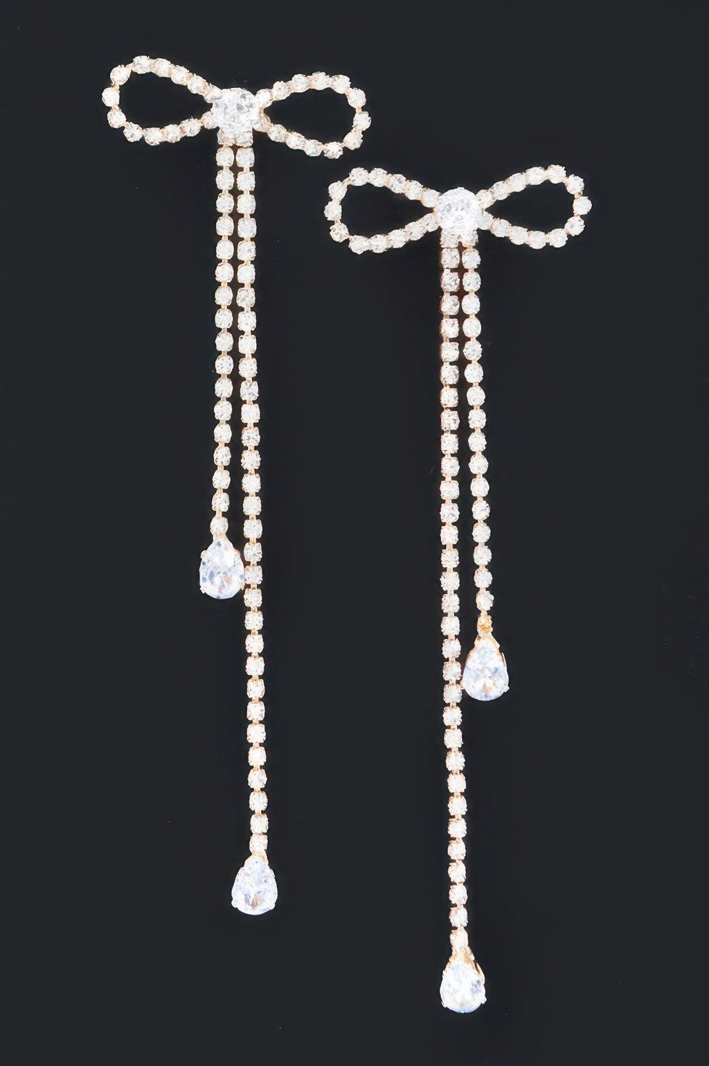 Rhinestone Ribbon Earring - DressAffection