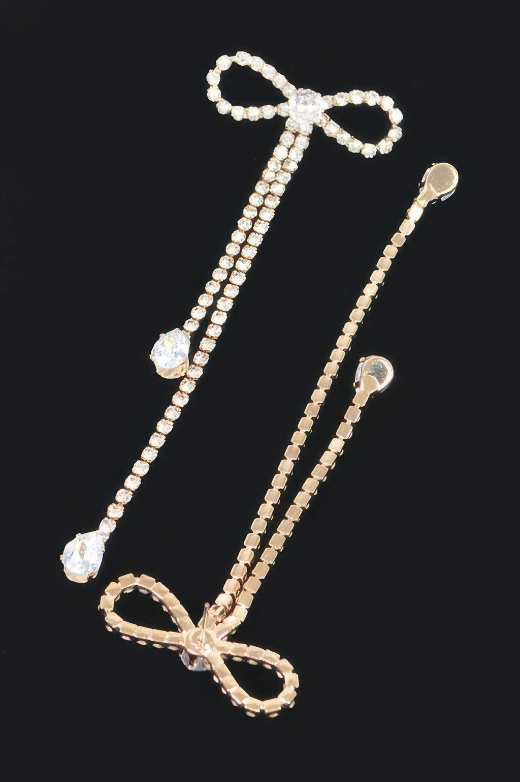 Rhinestone Ribbon Earring - DressAffection