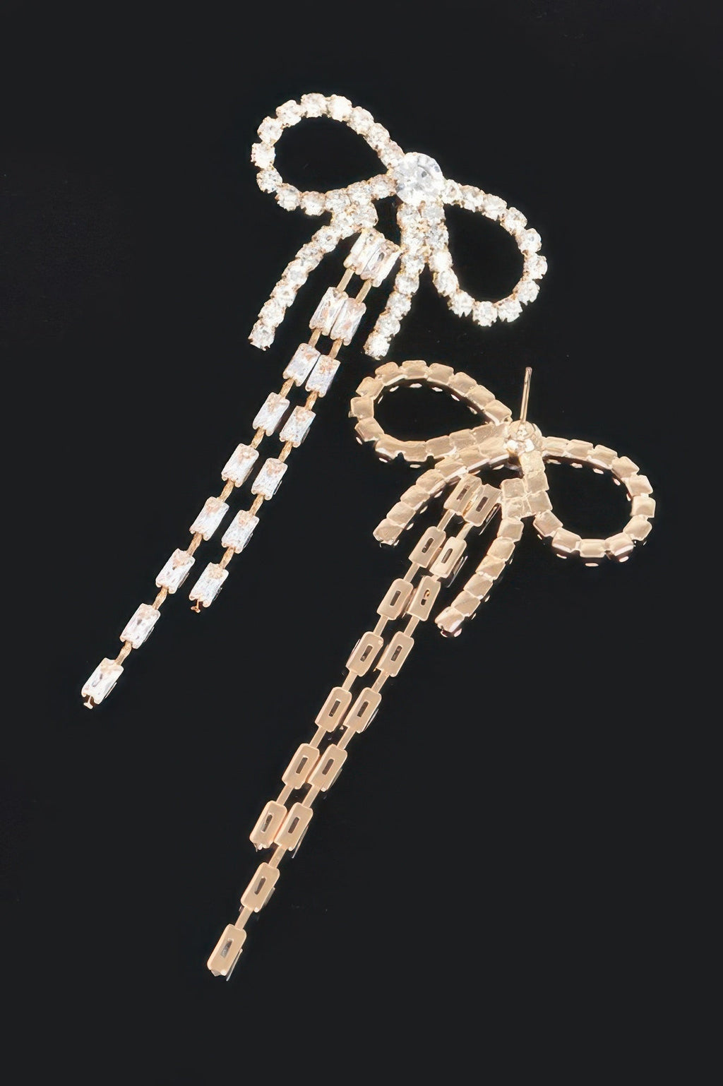 Rhinestone Ribbon Earring - DressAffection