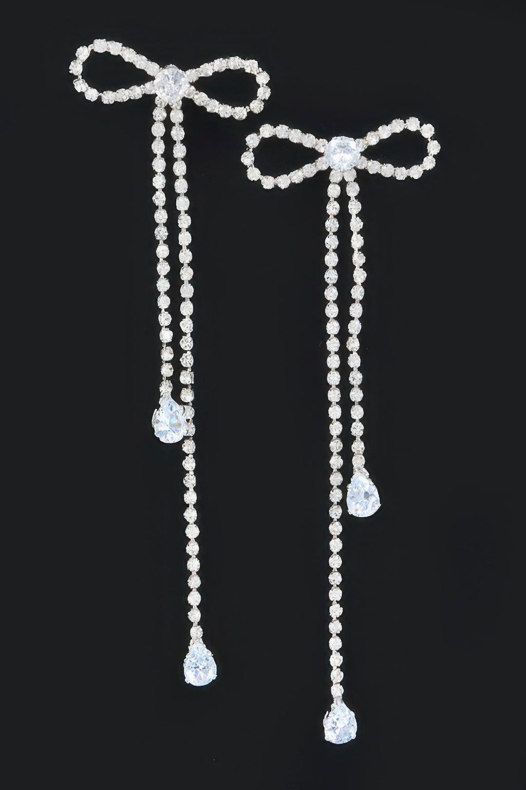 Rhinestone Ribbon Earring - DressAffection