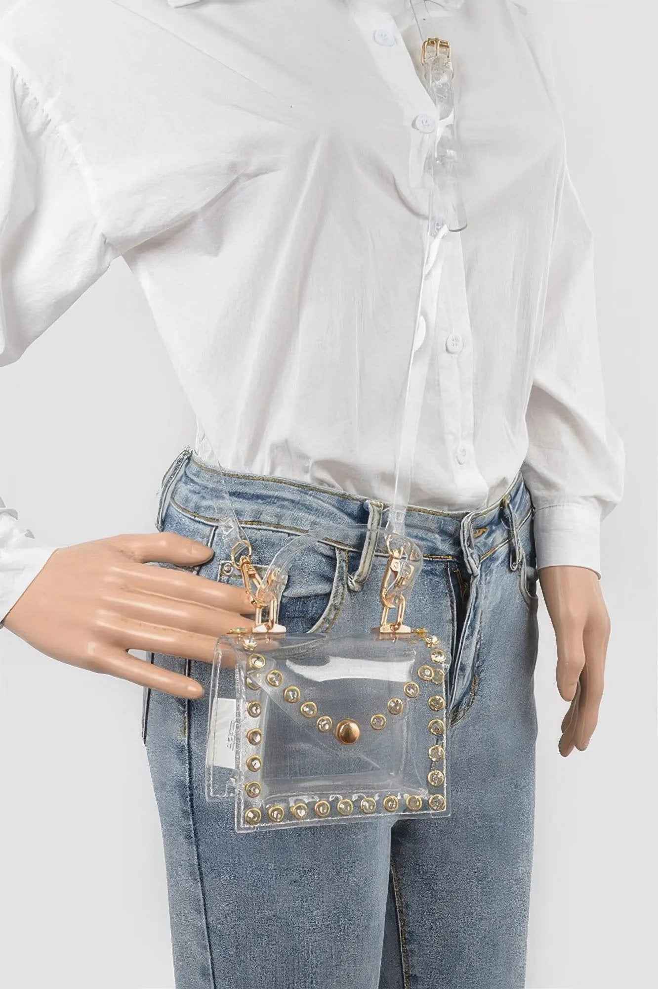 Rhinestone Stud Transparent Mini Bag