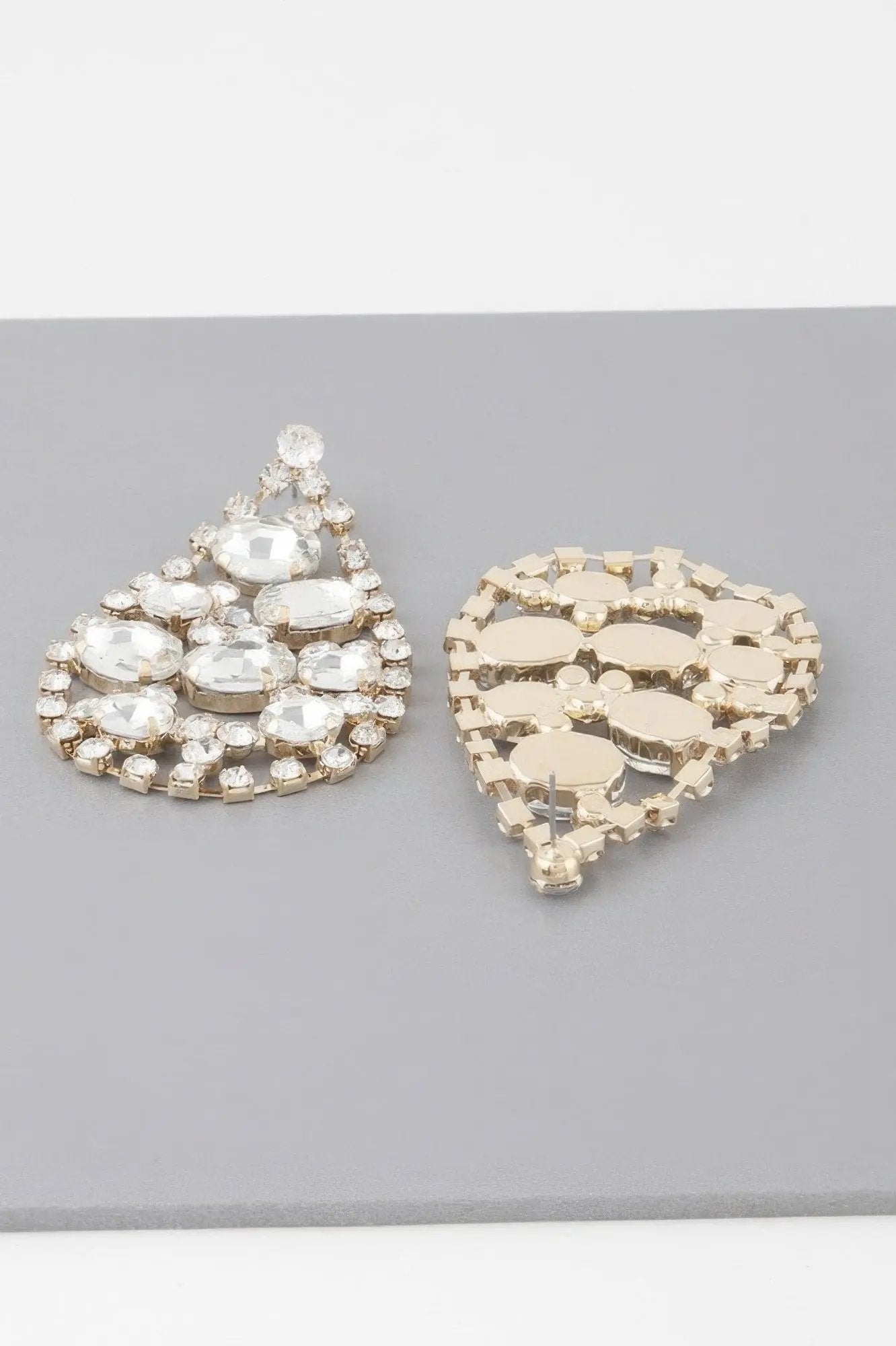 Rhinestone Tear Drop Earrings - DressAffection