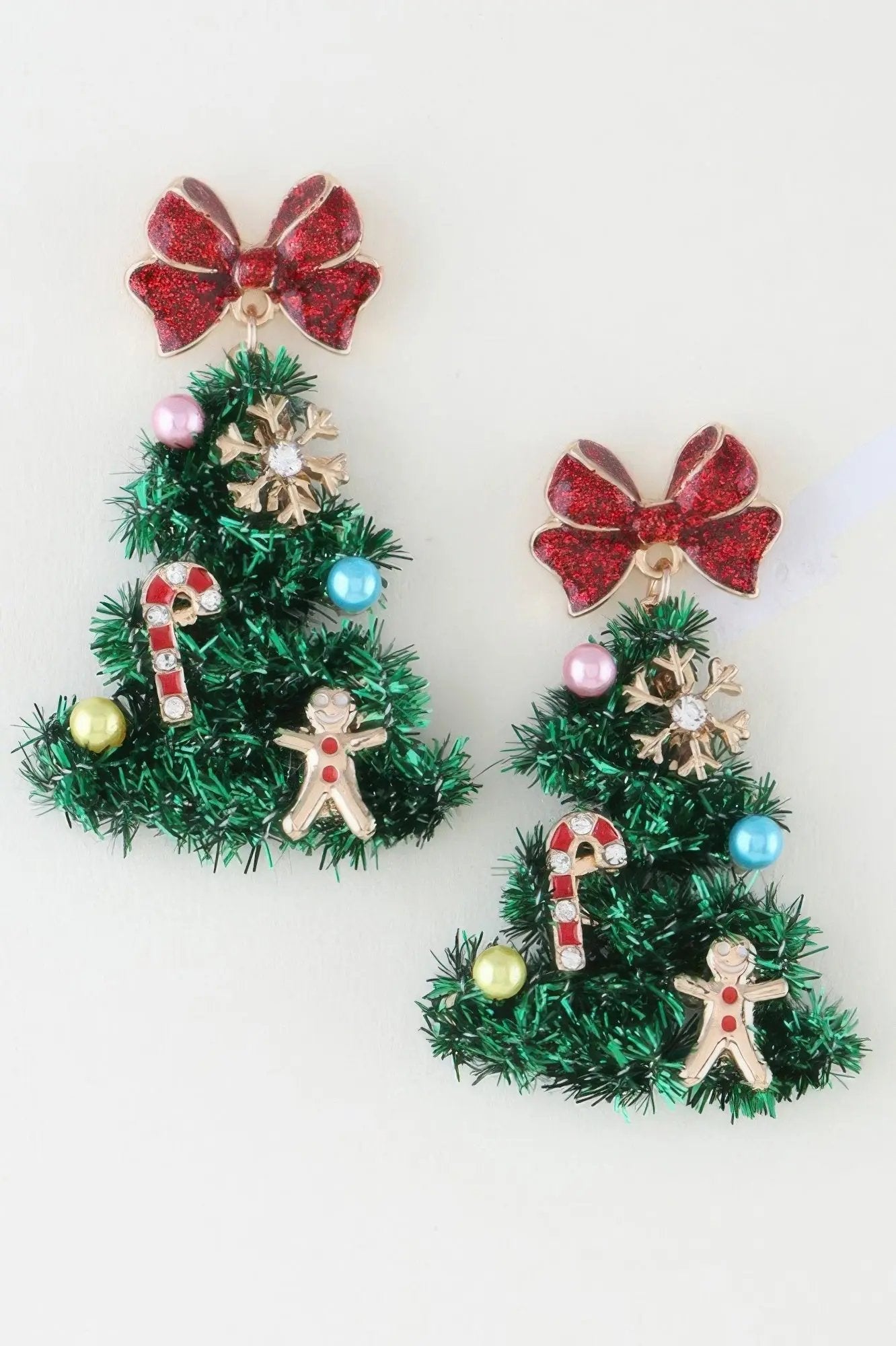 Ribbon Christmas Tree Drop Earrings - DressAffection