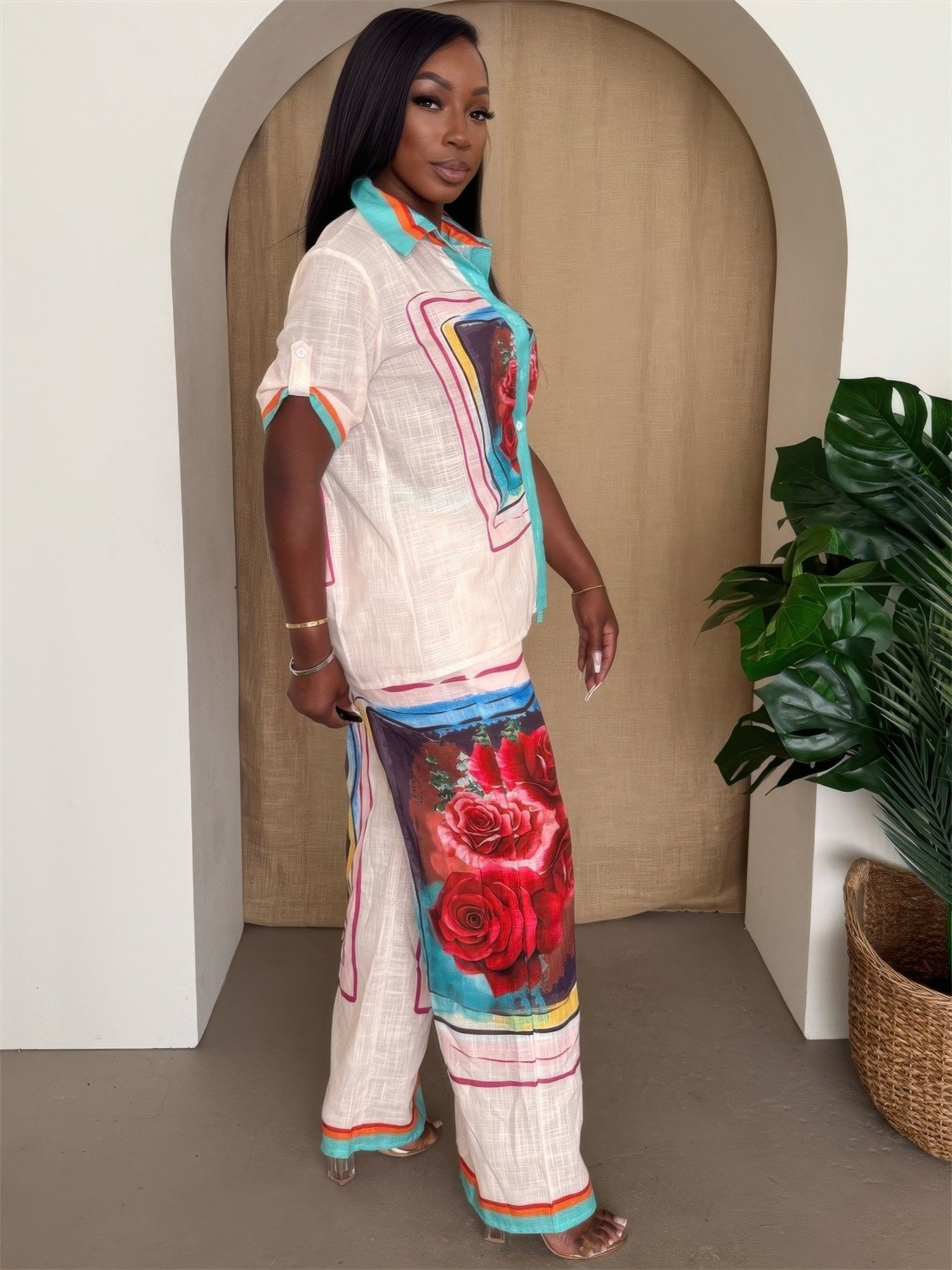 Rosa Frame Button-up Resort Set - DressAffection