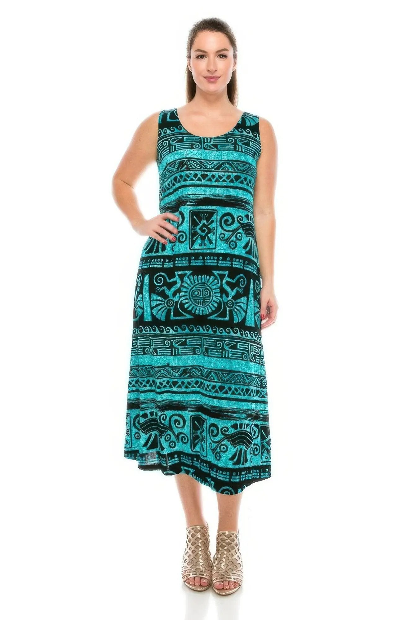 Round Neck Tank Silhouette Dress - DressAffection