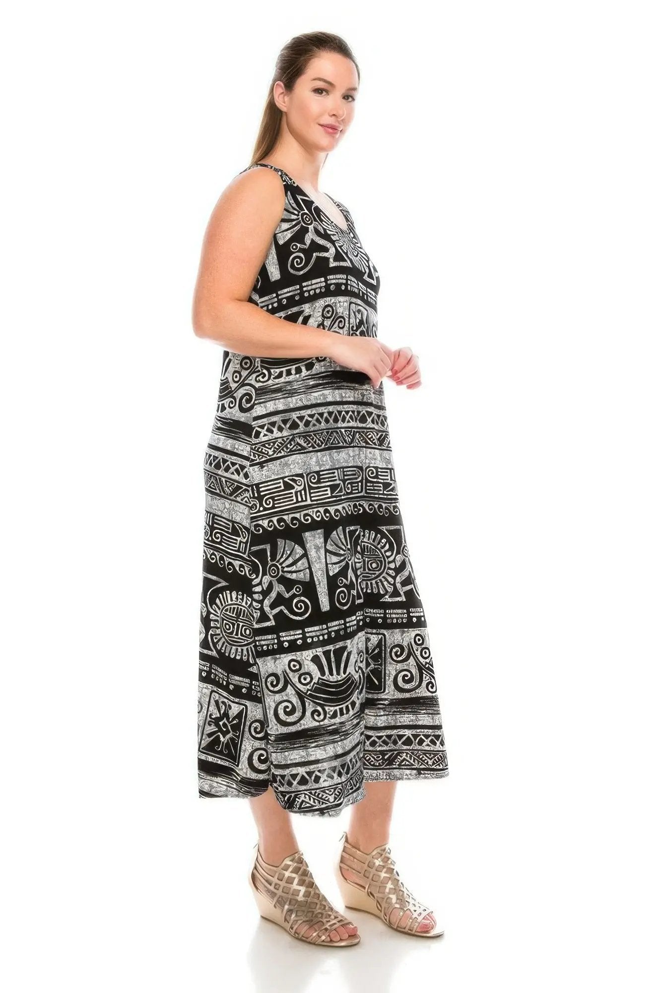 Round Neck Tank Silhouette Dress - DressAffection