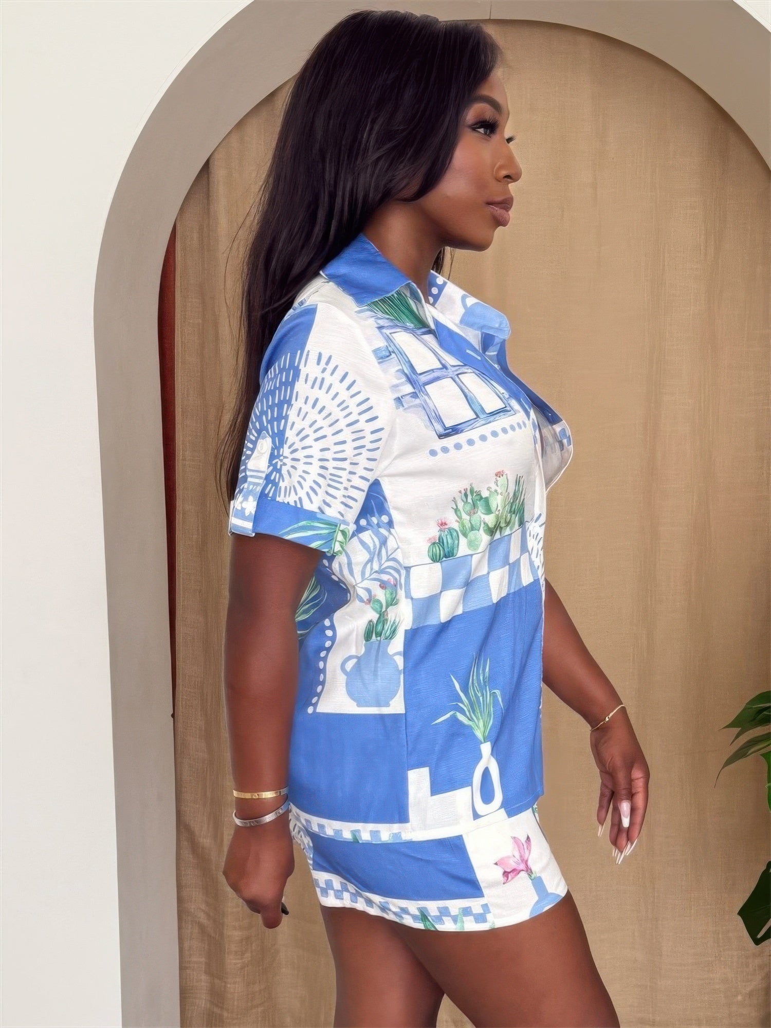 Santorini Sketch Short Sleeve Set - DressAffection