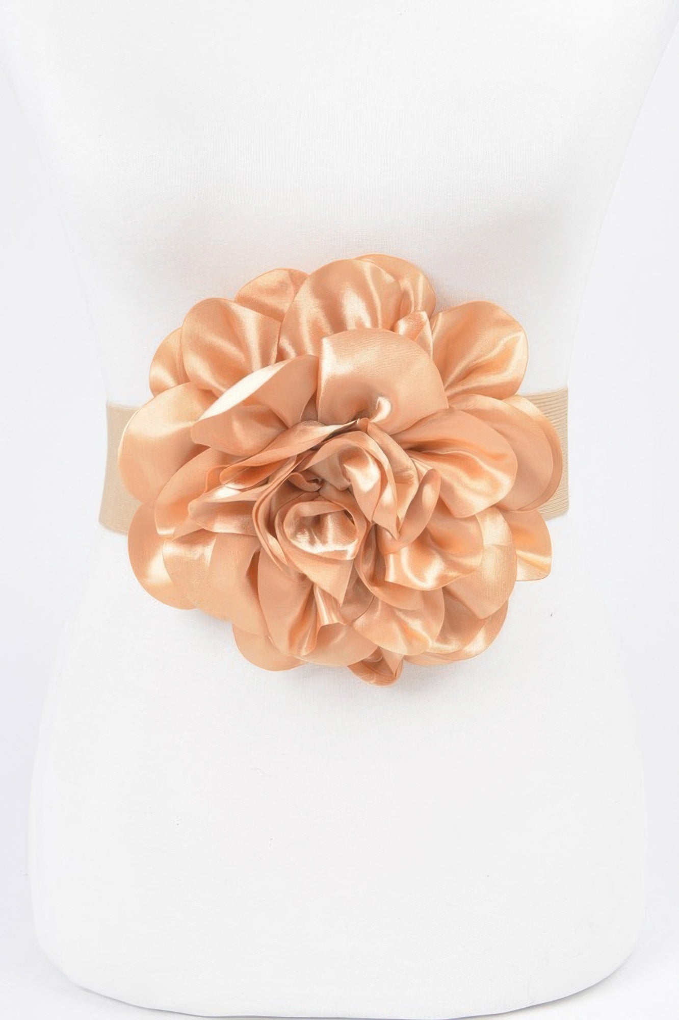 Satin Big Flower Elastic Belt - DressAffection