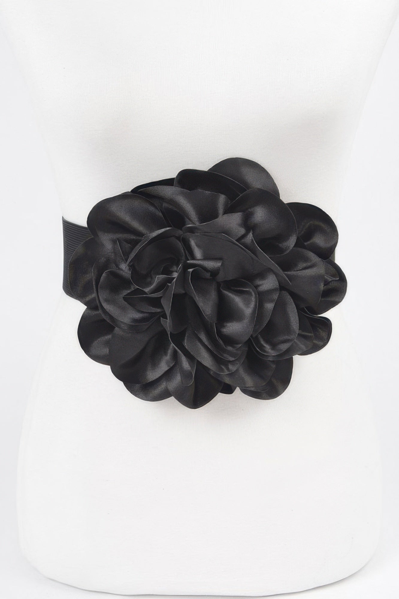 Satin Big Flower Elastic Belt - DressAffection