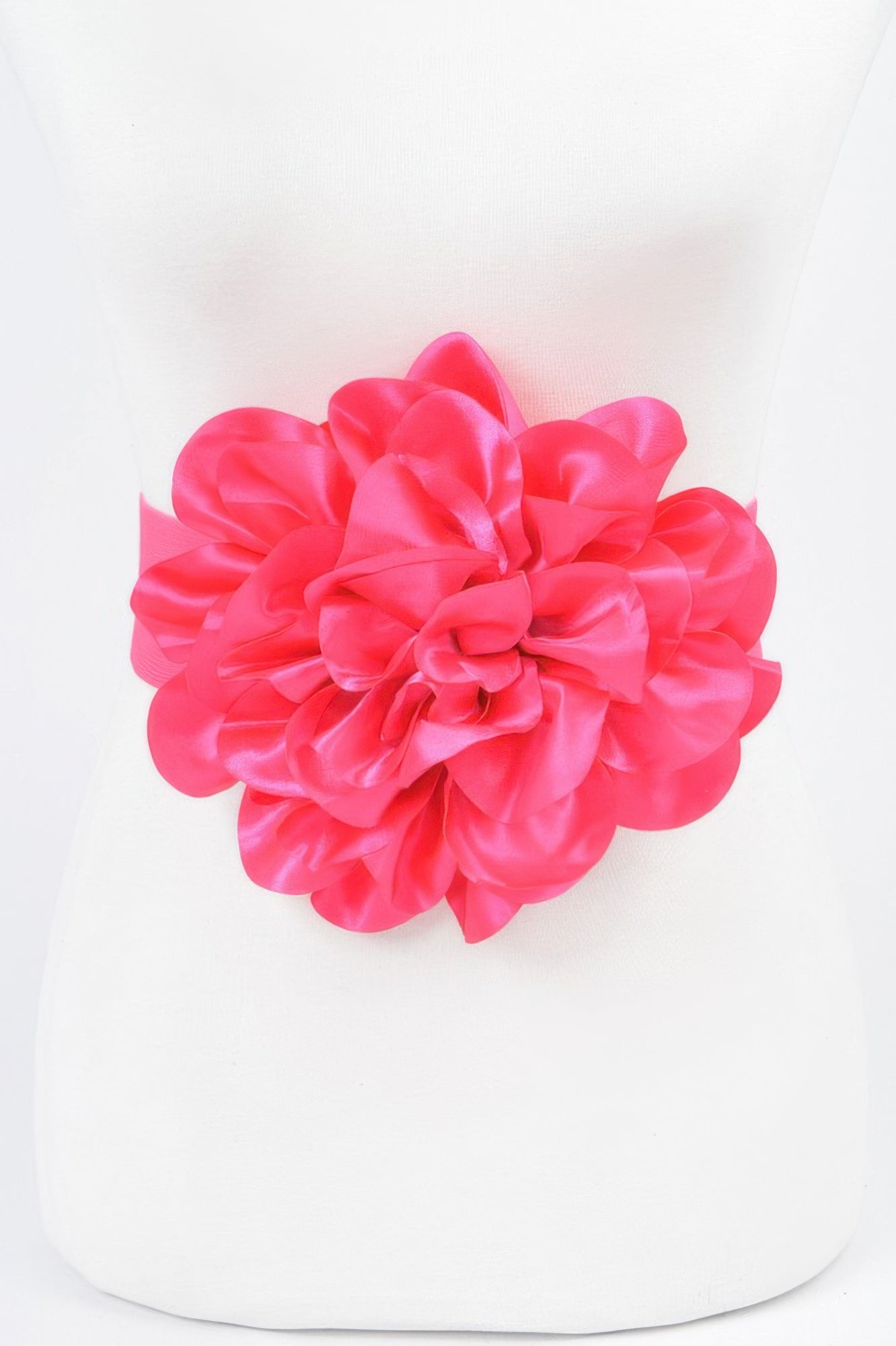 Satin Big Flower Elastic Belt - DressAffection