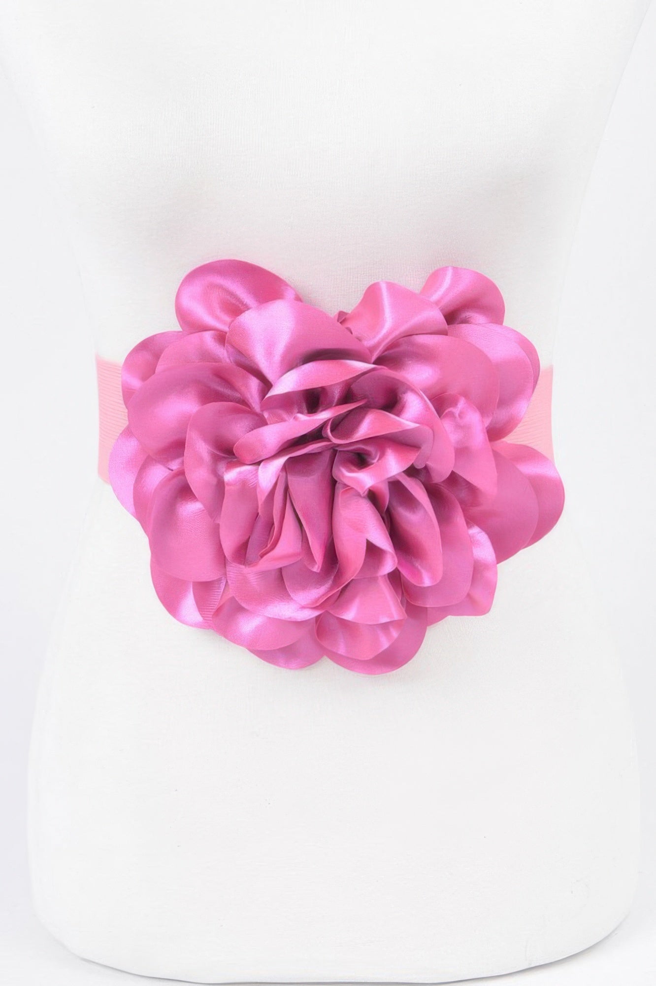 Satin Big Flower Elastic Belt - DressAffection